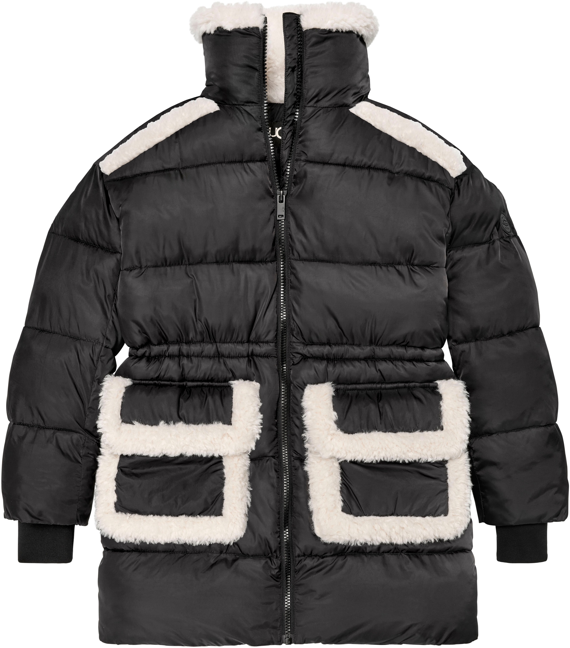 UGG Steppmantel »W AMAL PLUSHSEAM PUFFER COAT«, mit Plüschapplikationen
