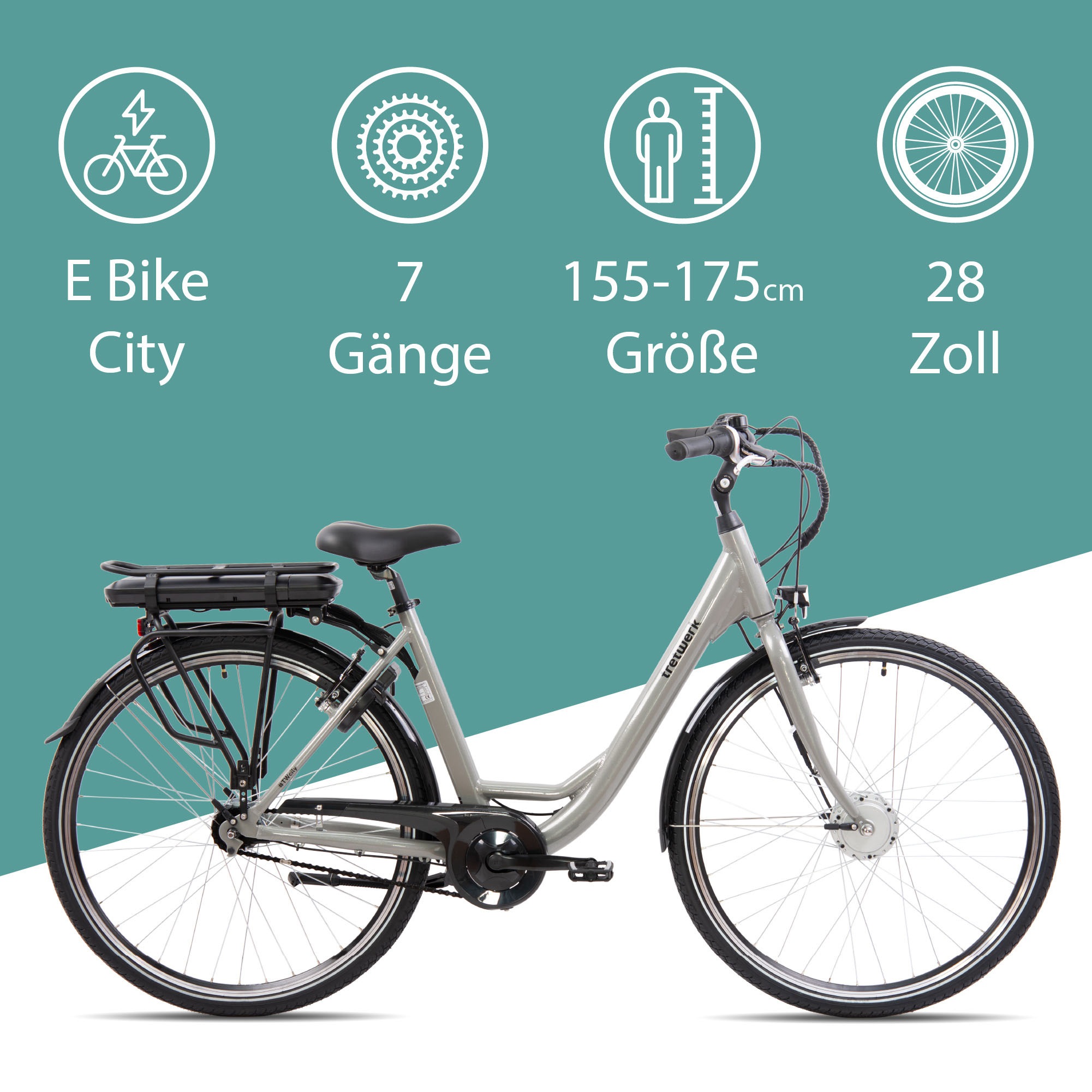 Tretwerk E-Bike »Cloud«, 7 Gang, Shimano, Frontmotor 250 W, (im Retro-Stil), Pedelec, Elektrofahrrad für Damen u. Herren