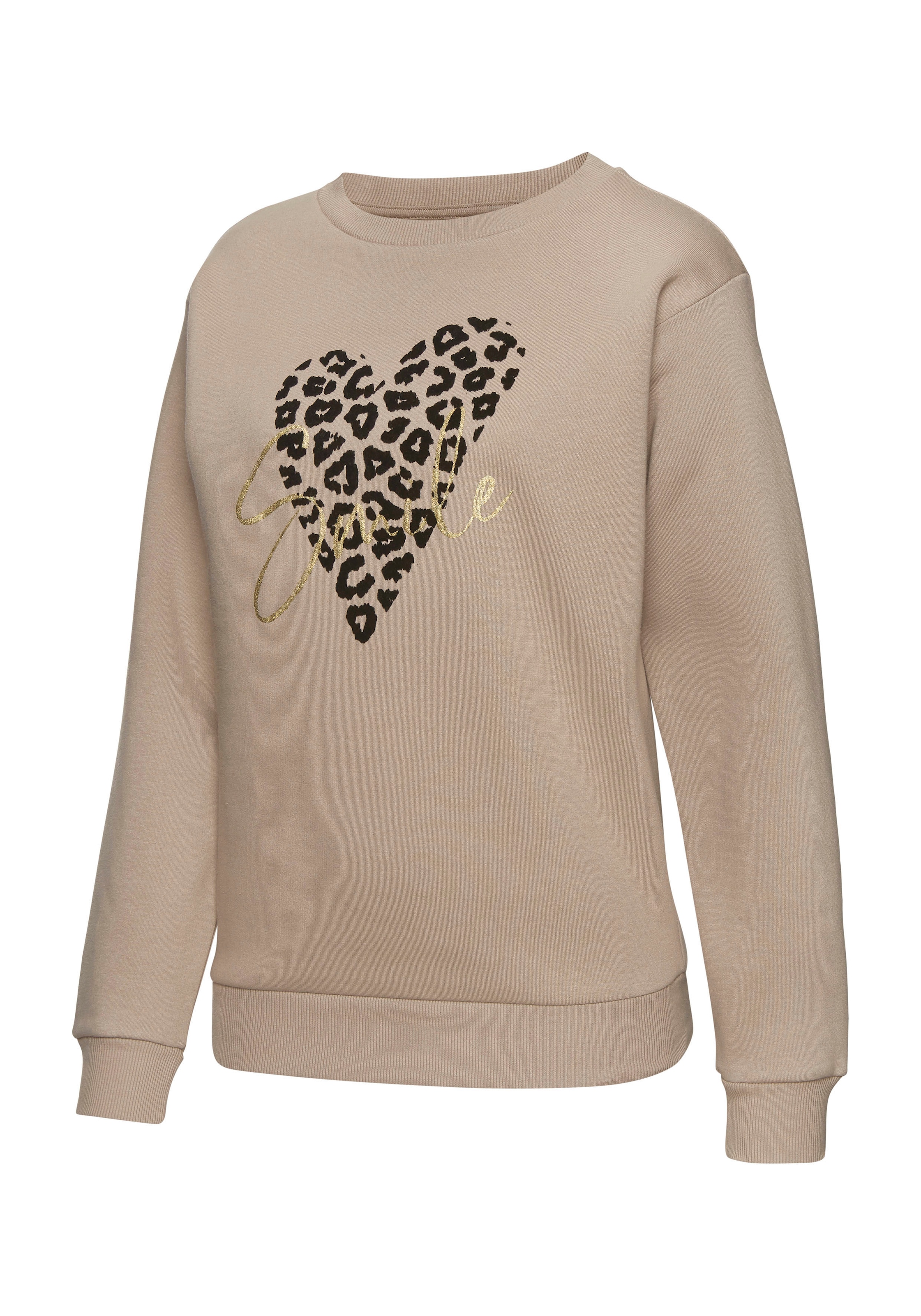 LASCANA Sweatshirt, Loungehirt mit Herz-Leo-Druck, Loungewear