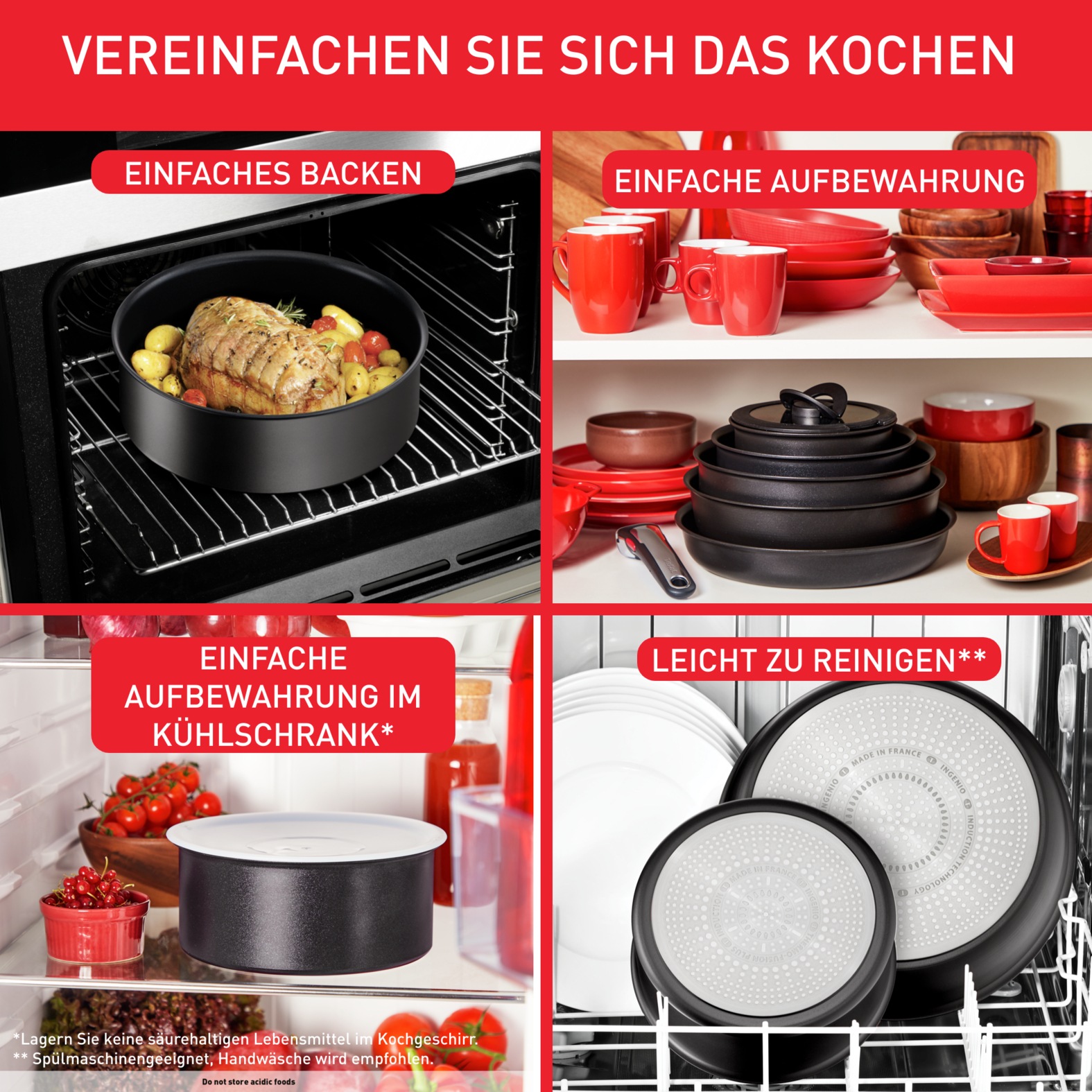 Tefal Pfannen-Set »Ingenio XL Force«, Aluminium, (Set, 3 tlg., je 1 Pfanne Ø 24/28 cm, H: 6 cm), Antihaft, abnehmbarer Griff, Thermo-Signal, alle Herde außer Induktion