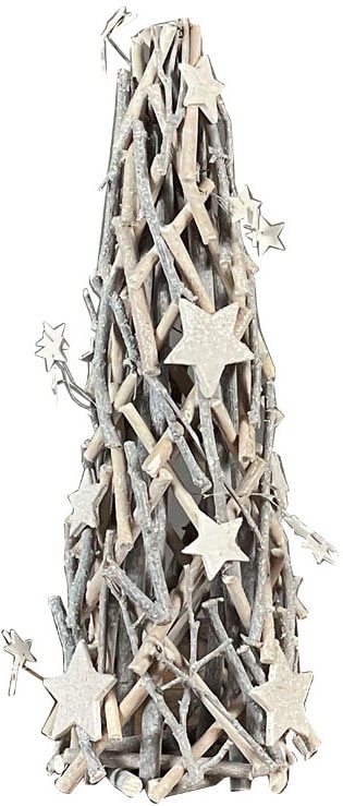 HOSSNER - HOMECOLLECTION Weihnachtsfigur »Sternenkegel, aus Holz, Höhe ca. 45 cm«, Weihnachtsdeko mit Sternen