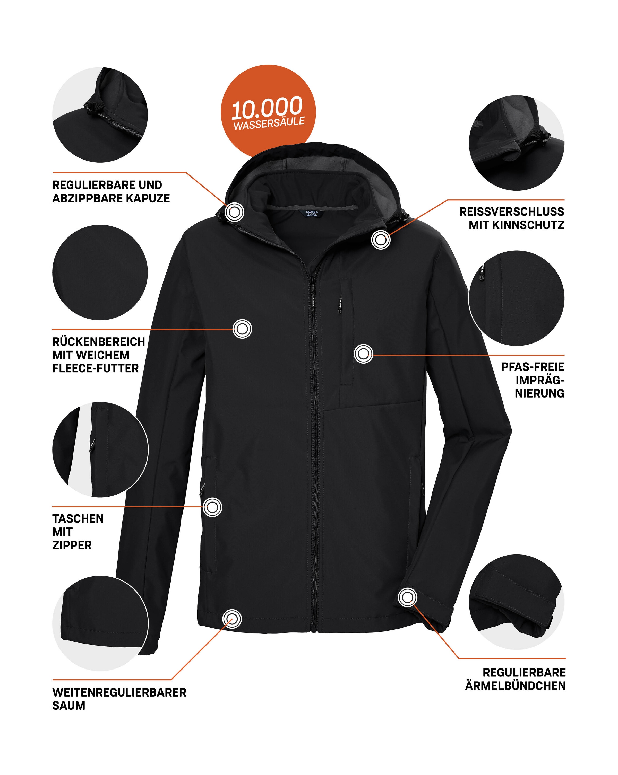 Killtec Softshelljacke »KOS 103 MN SFTSHLL JCKT«, Atmungsaktive, wind- und wasserabweisende Softshelljacke, PFAS-frei