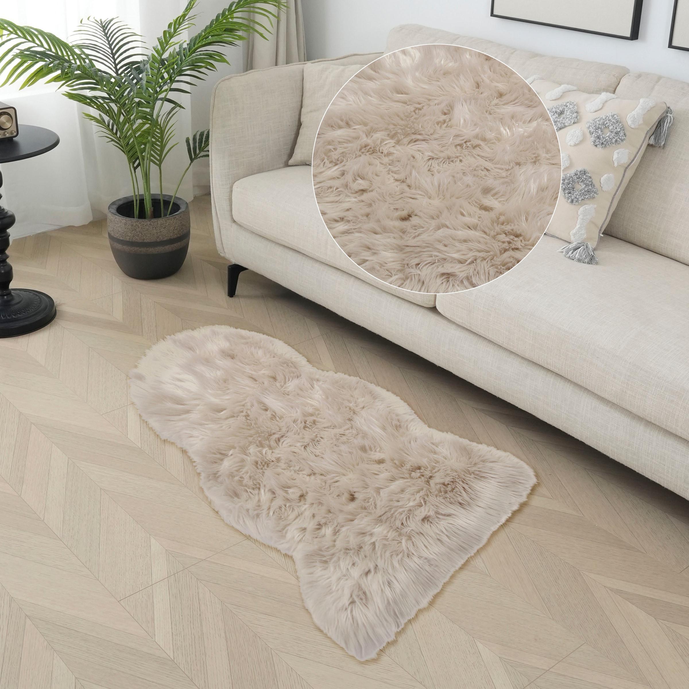my home Hochflor-Teppich »Kalua, verschiedene Formen«, rechteckig, 60 mm Höhe, Kunstfell, weich, Uni-Farben, Wohnzimmer, Schlafzimmer, Esszimmer