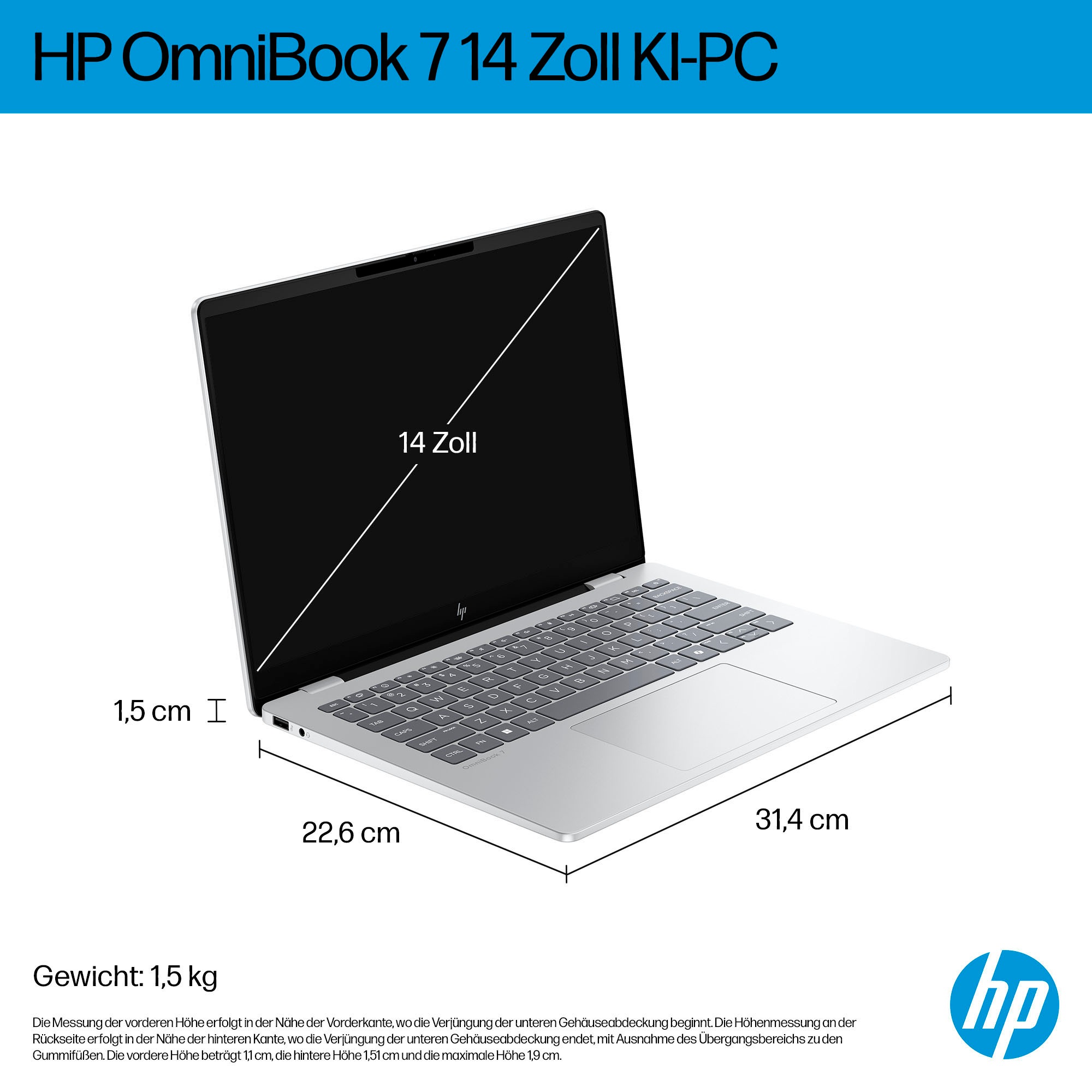 HP Notebook »OmniBook 7 14-fr0076ng«, 35,6 cm, / 14 Zoll, Intel, Core Ultra 7, ARC, 1000 GB SSD