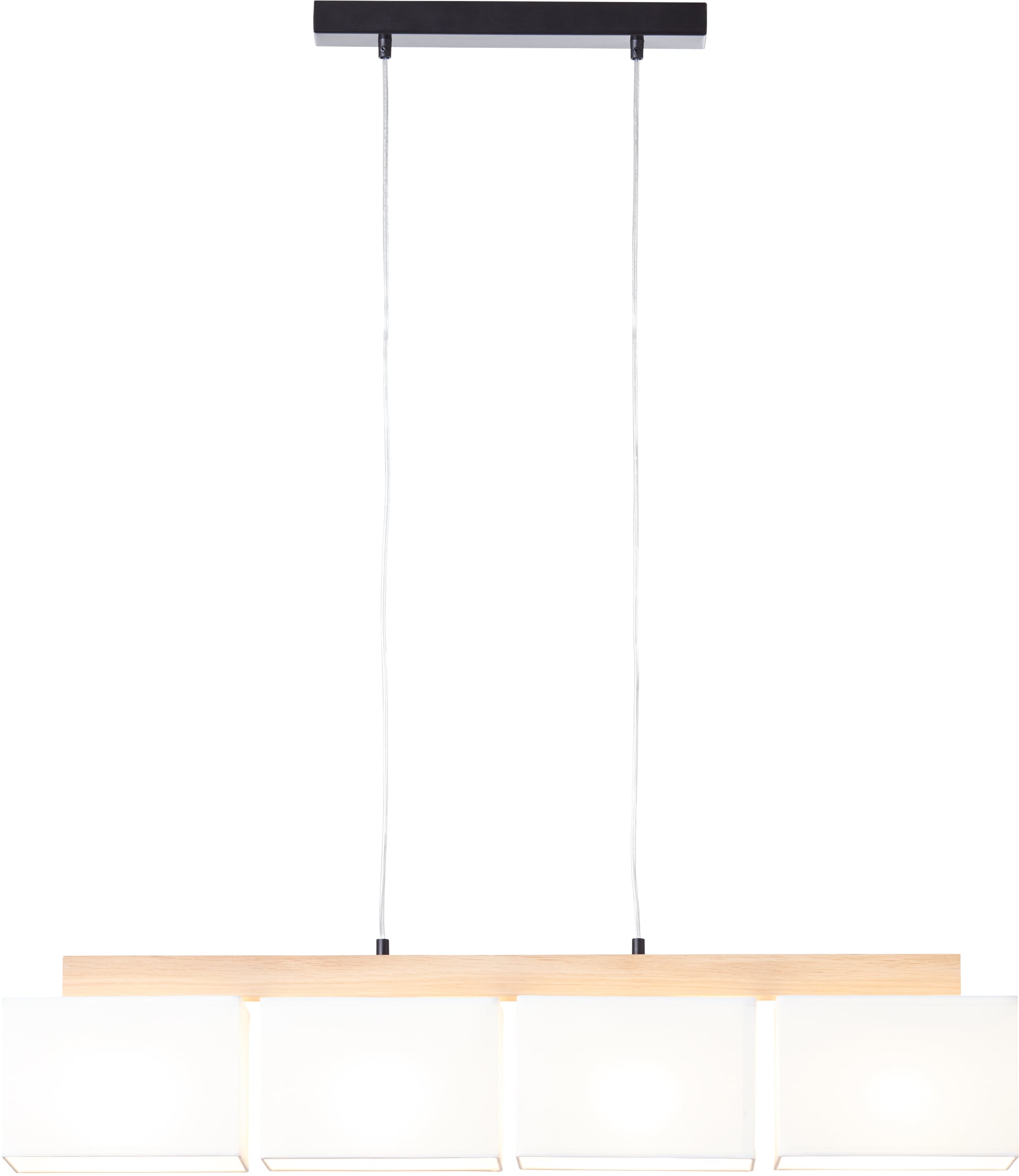 Brilliant Pendelleuchte »Rayan«, 4 flammig, Leuchtmittel E27 | ohne Leuchtmittel, Stoffschirme, H 113 cm, B 95 cm, 4 x E27, eiche geölt/weiß