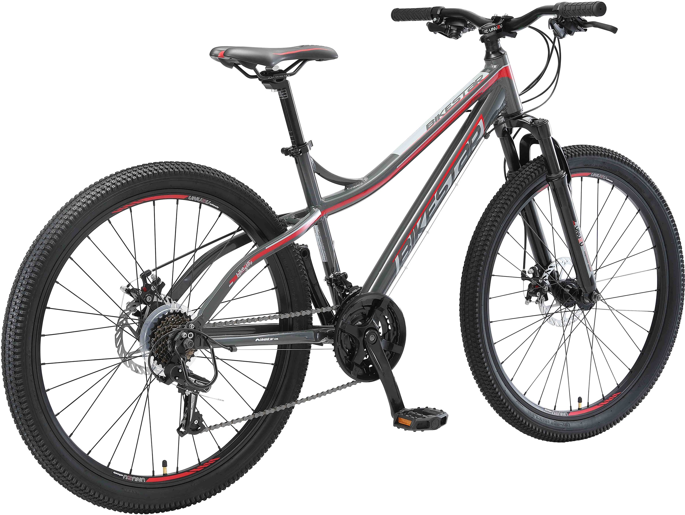 Bikestar Mountainbike, 21 Gang, Shimano, RD-TY300 Schaltwerk, Kettenschaltung, für Damen und Herren, Kettenschaltung