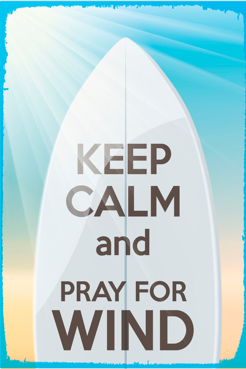 queence Metallbild »Pray for Wind«, Schriftzüge-Schriftzug-Motivationsbilder, (1 St.), Stahlschild, Blechschild, Surfboard, Spruch