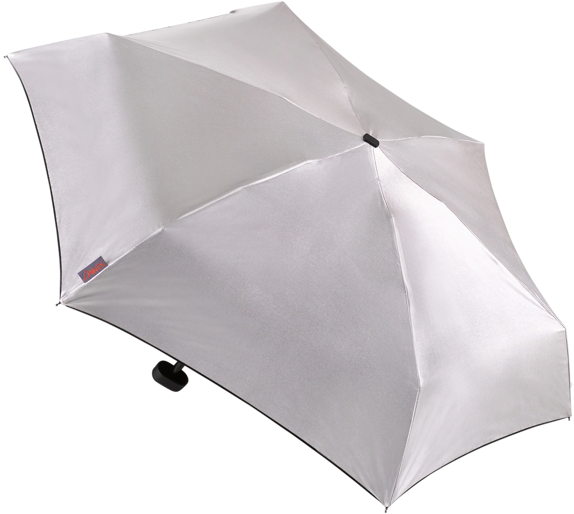 EuroSCHIRM® Taschenregenschirm »Dainty, silber«, extra flach und kurz, mit UV-Lichtschutzfaktor 50+