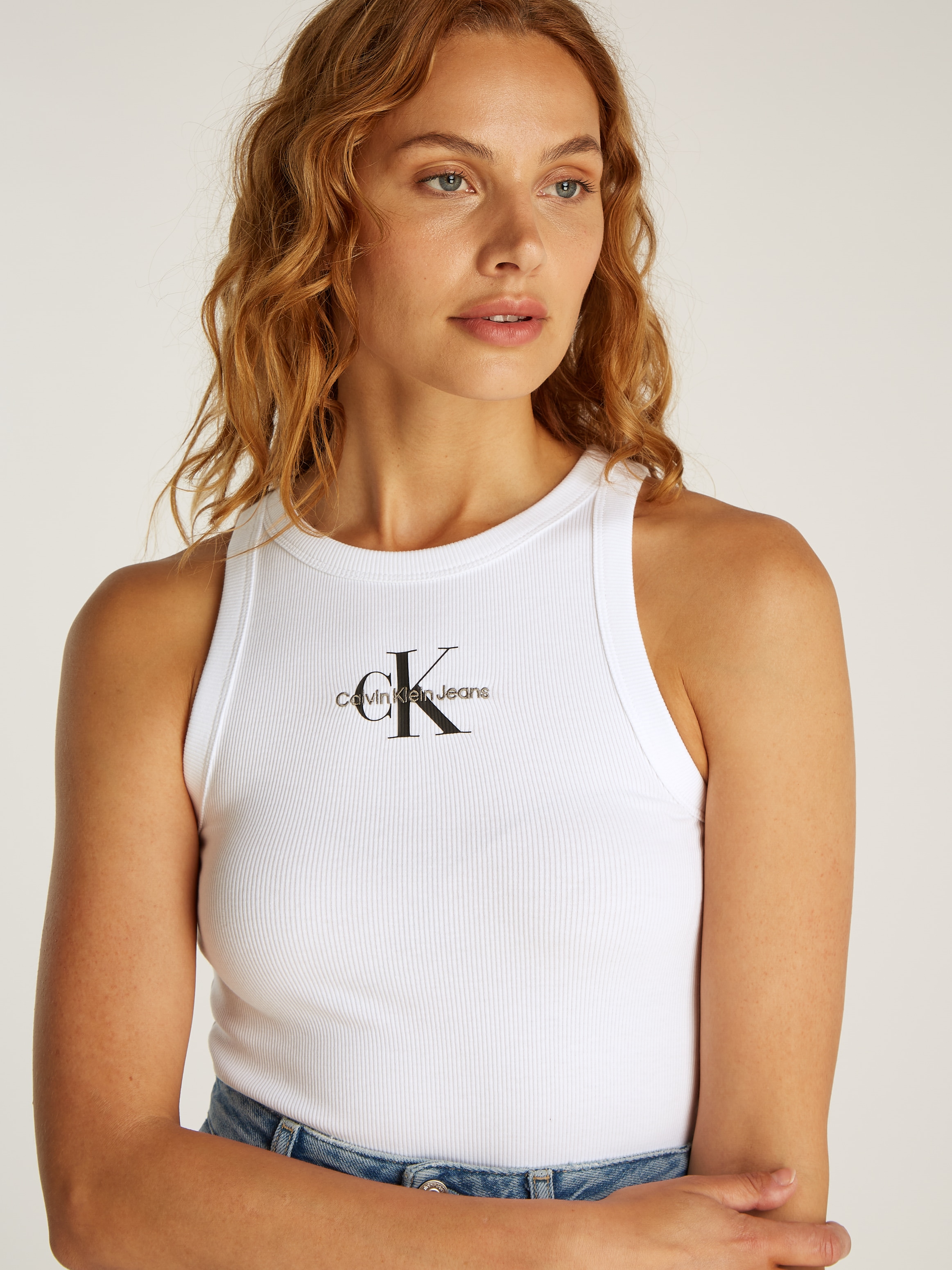 Calvin Klein Jeans Tanktop »MONOLOGO RIB TANK TOP«, mit Logostickerei