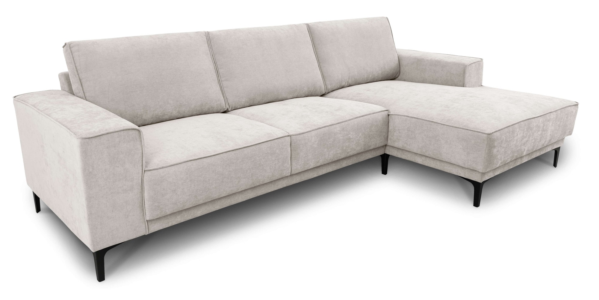 Places of Style Ecksofa »Polsterecke Oland, Struktur, Flachgewebe, Luxus-Microfaser, Boucle«, L-Form, 280 cm, Wellenunterfederung, Skandi-Design, Metallfüße