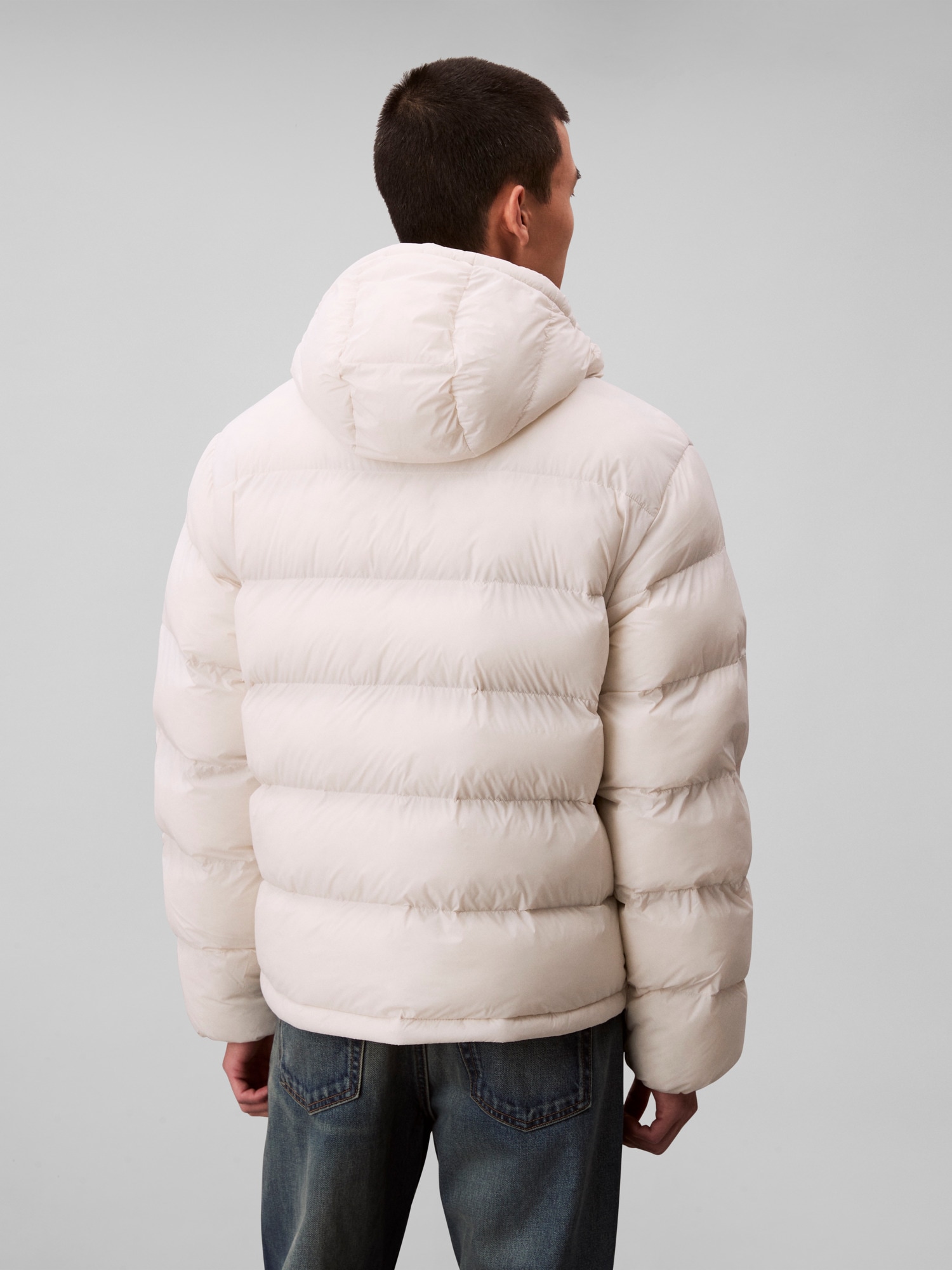 Calvin Klein Jeans Steppjacke »LS NYLON MONOGRAM PUFFER JKT«, ohne Kapuze, Mit Rundhalsausschnitt, regular fit