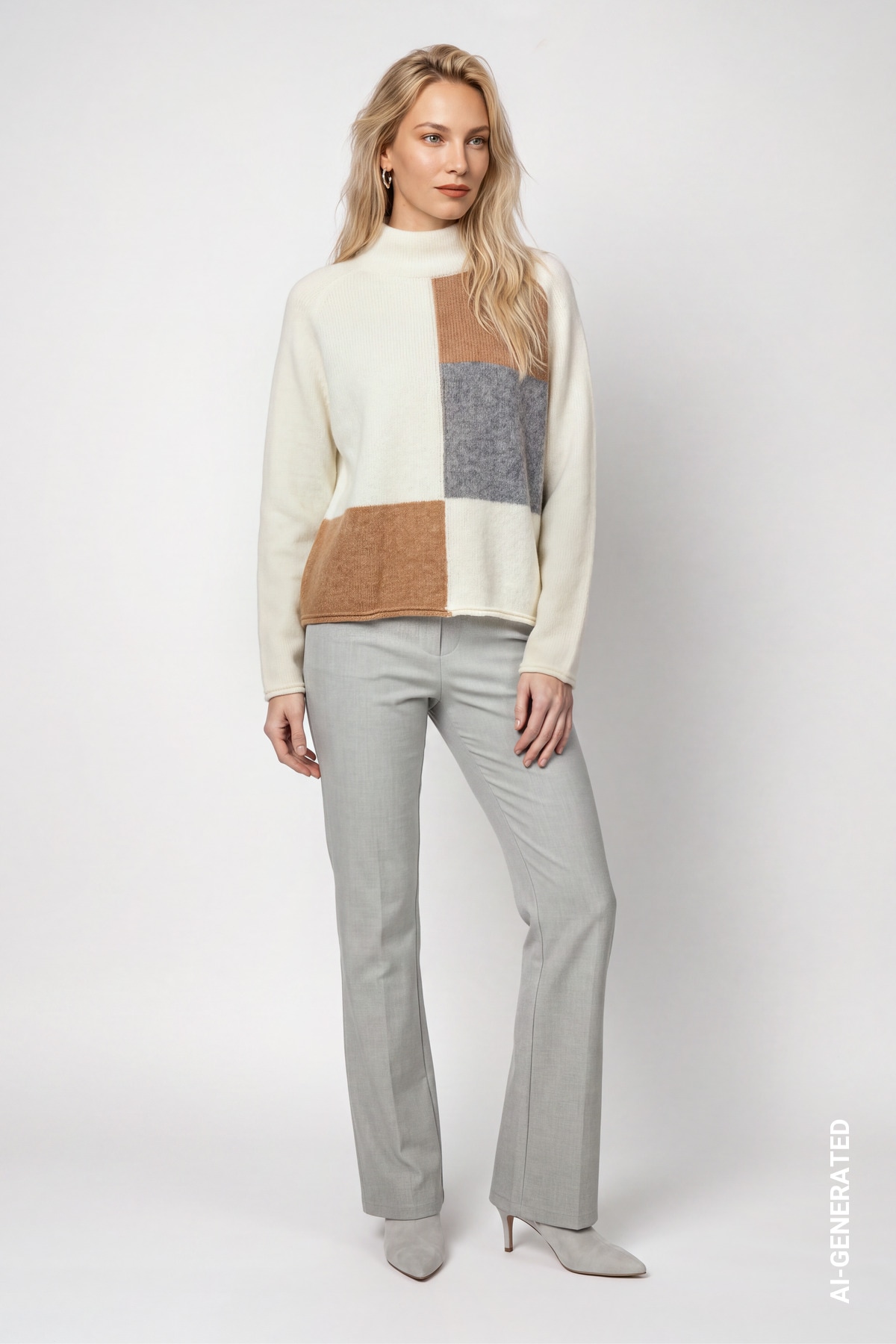 Monari Strickpullover »Pullover Coloblock« Regular fit mit Stehkragen, Wollmix