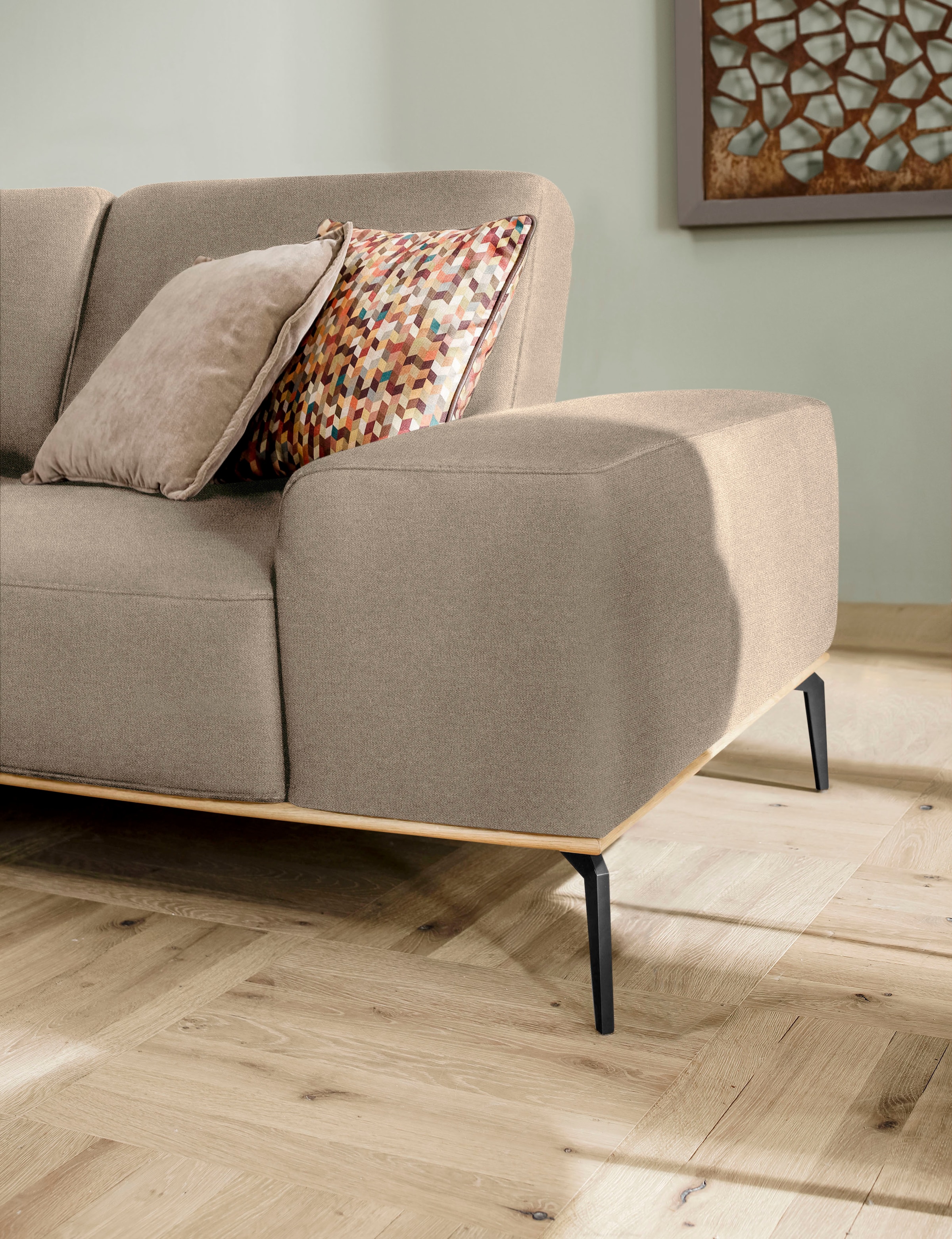 W.SCHILLIG Ecksofa »run, Designsofa mit tollem Sitzkomfort, bequem, L-Form«, mit Holzsockel, Füße in Schwarz pulverbeschichtet, Breite 279 cm