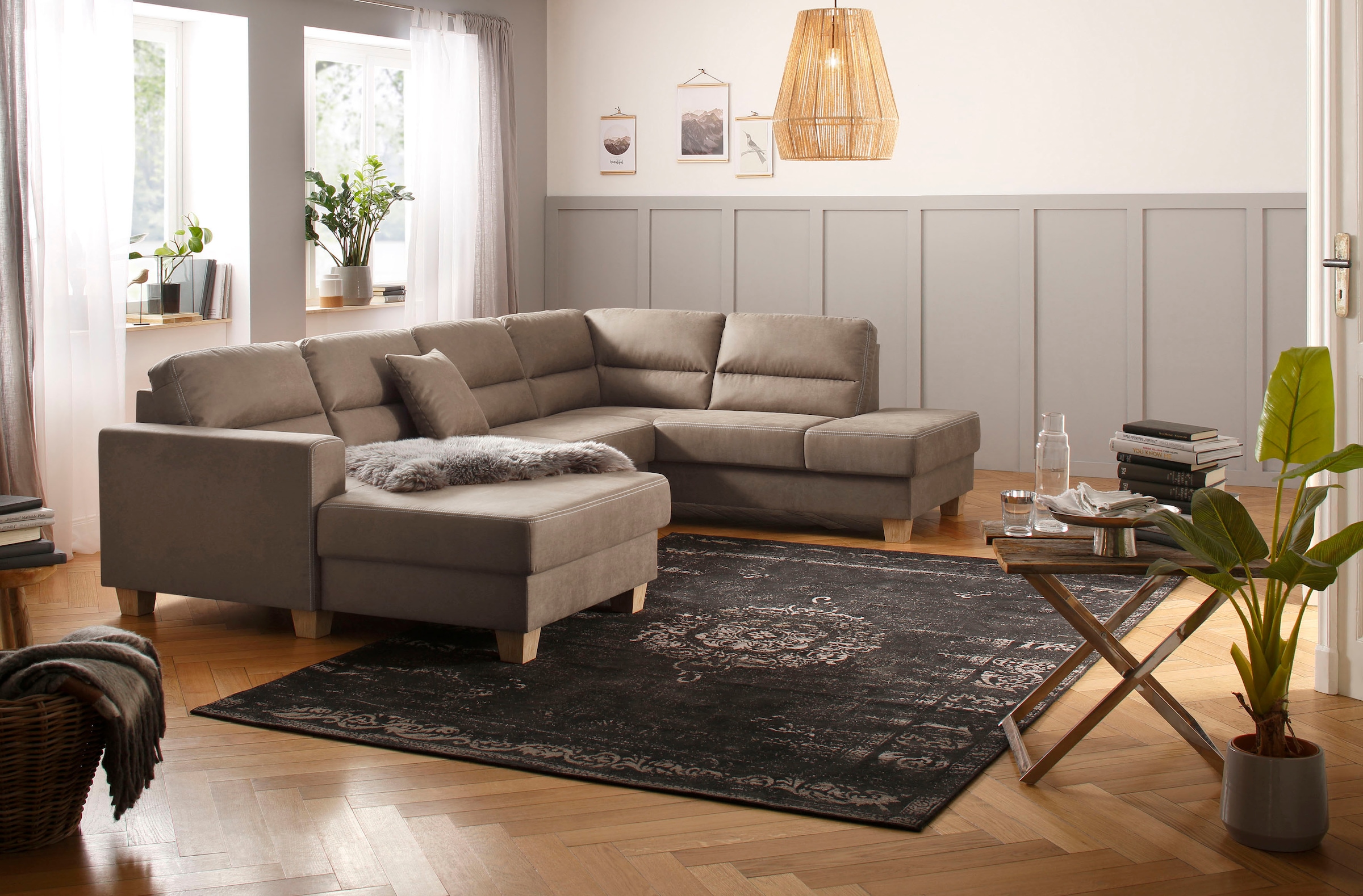 Home affaire Wohnlandschaft »Navan, komfortabel mit viel Platz, U-Form«, wa günstig online kaufen