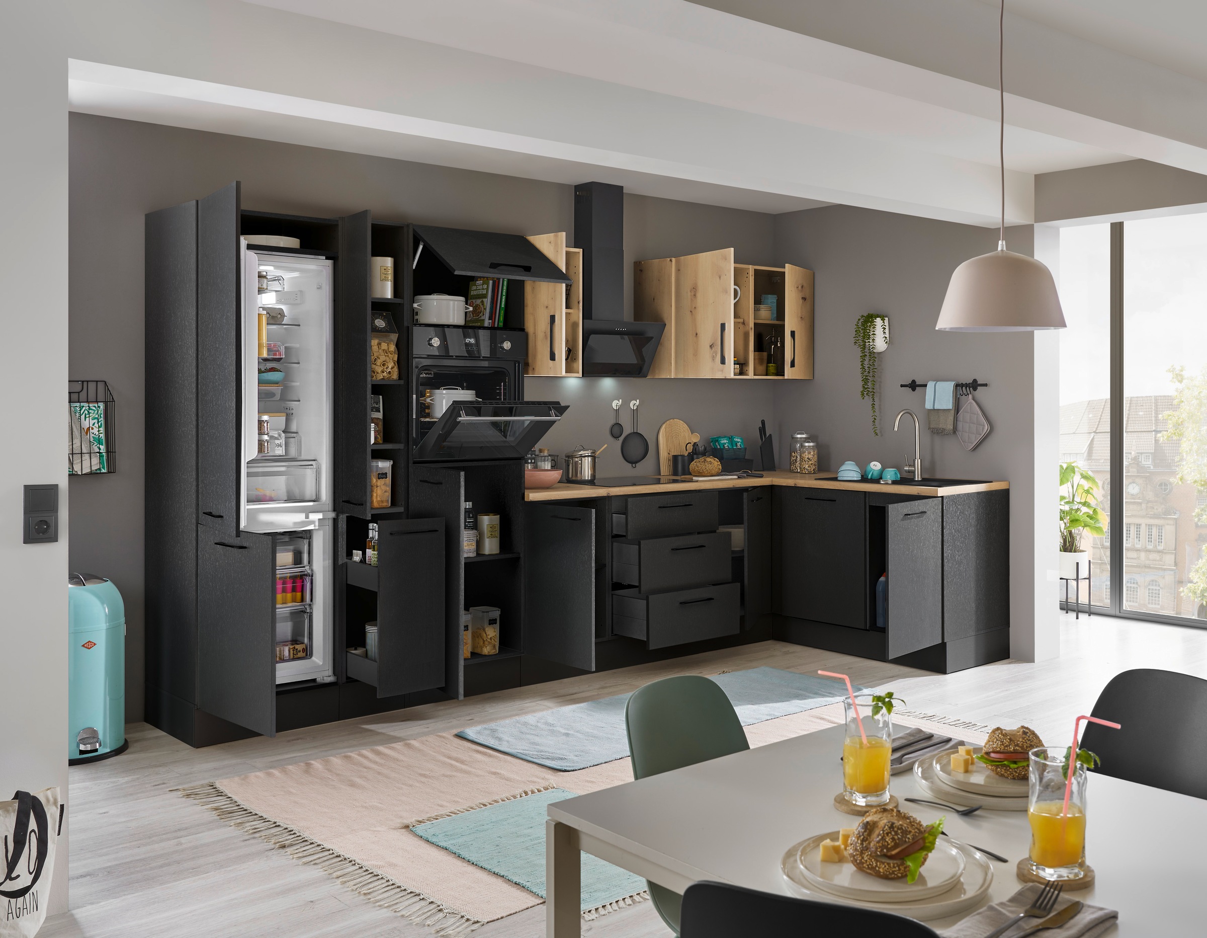 BASIC by Balculina Winkelküche »Turin«, Stellbreite 370x175 cm, wahlweise mit E-Geräten