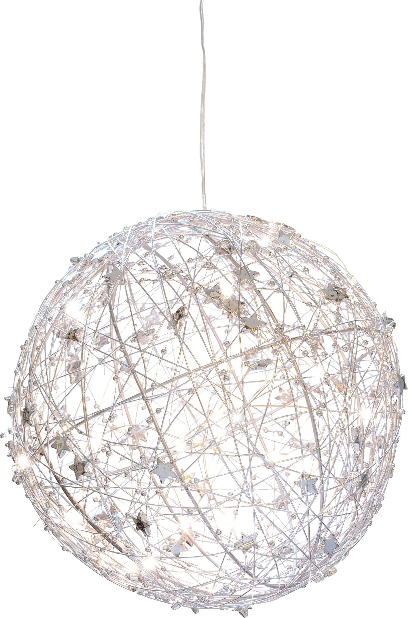 Creativ light Dekokugel »Metalldraht-Kugel mit LED-Beleuchtung«, dekoriert mit kleinen Sternen, mit Timerfunktion