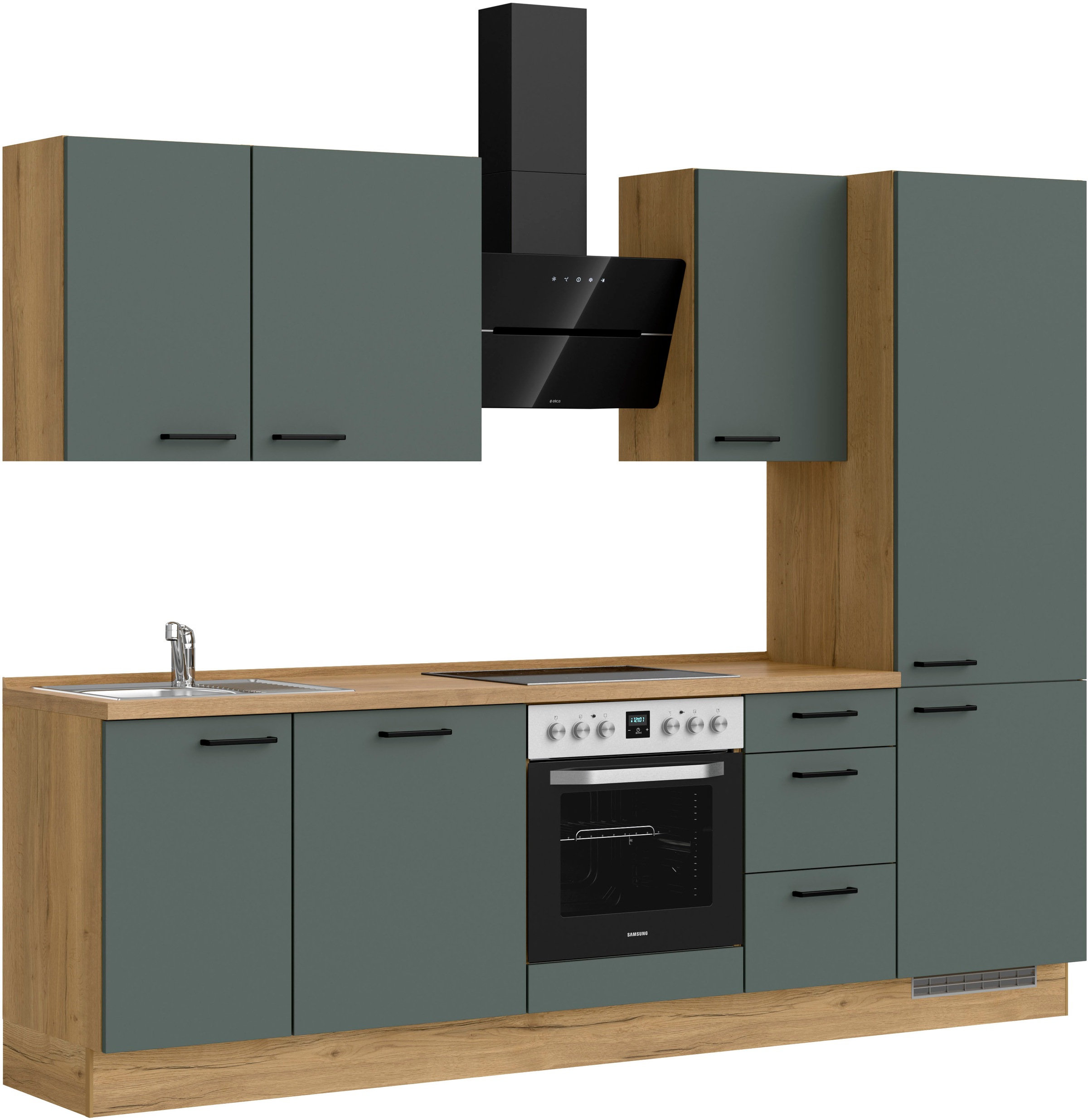 nobilia® Küchenzeile »"Easytouch II"« vormontiert, Ausrichtung wählbar, Breite 270 cm, wahlw. mit E-Geräten