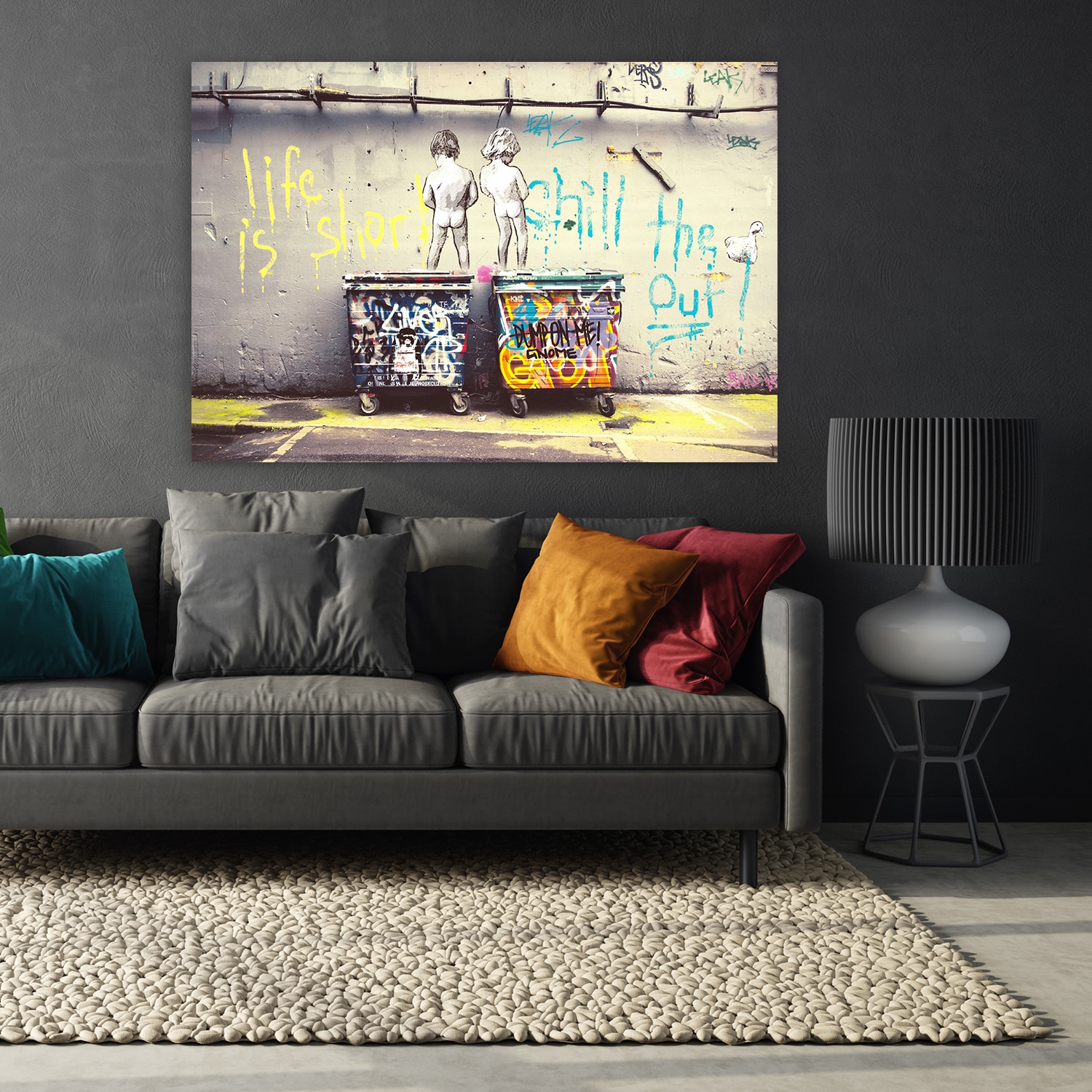 Affengeilebilder Leinwandbild »Life is Short by Banksy auf Keilrahmen gespannt« 1 Stk. tlg. Kunstdruck Wandbild Bild in verschiedenen Formaten