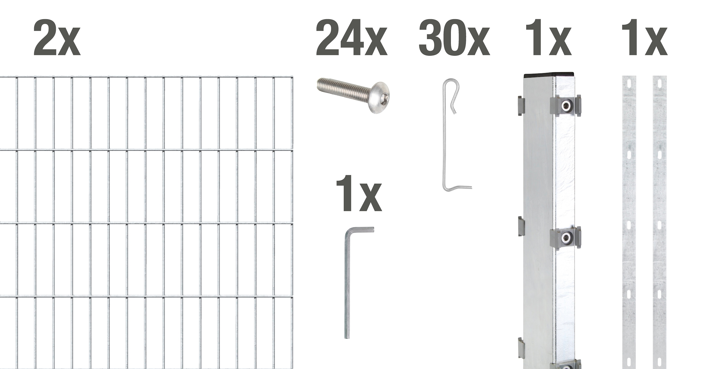 Alberts Gabionenzaun »Gabionen-Anbauset Step²«, feuerverzinkt, Höhe: 100 und 180cm, Breite: 2m, zum Einbetonieren