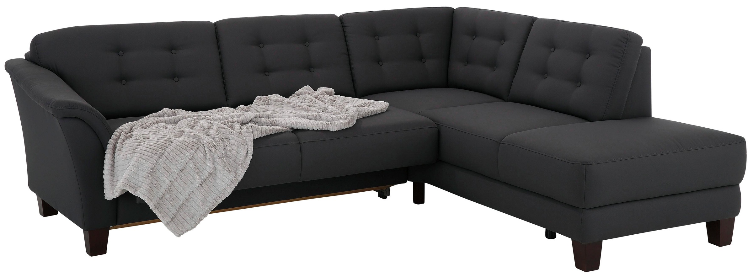 Home affaire Ecksofa »Trondheim L-Form«, mit Federkern und Knopfheftung im Rücken, Füße Buche dunkel