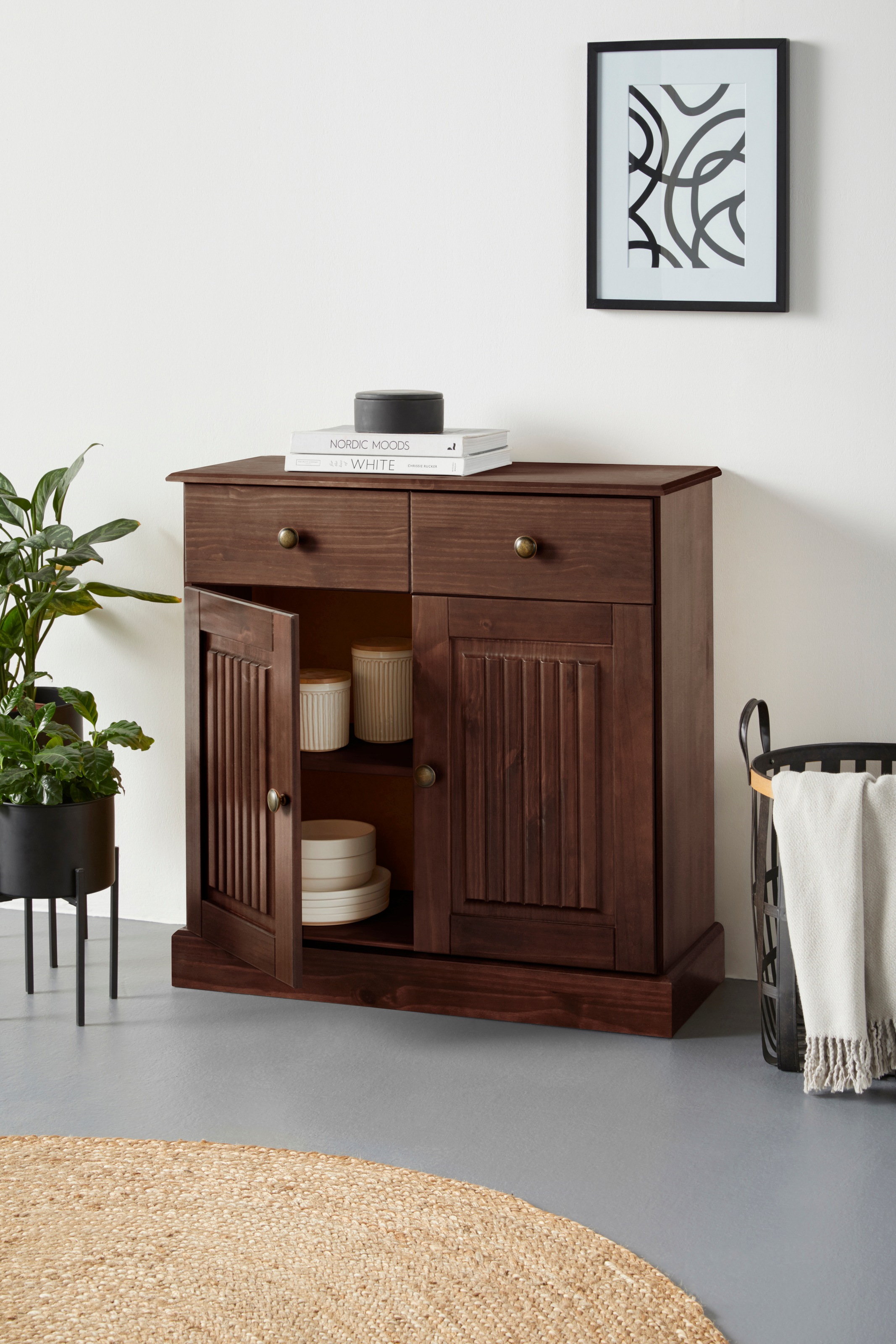 Home affaire Sideboard »Liotta«, mit 1 Schubkasten u. 1 verstellbare Einlegeboden, massives Kiefernholz