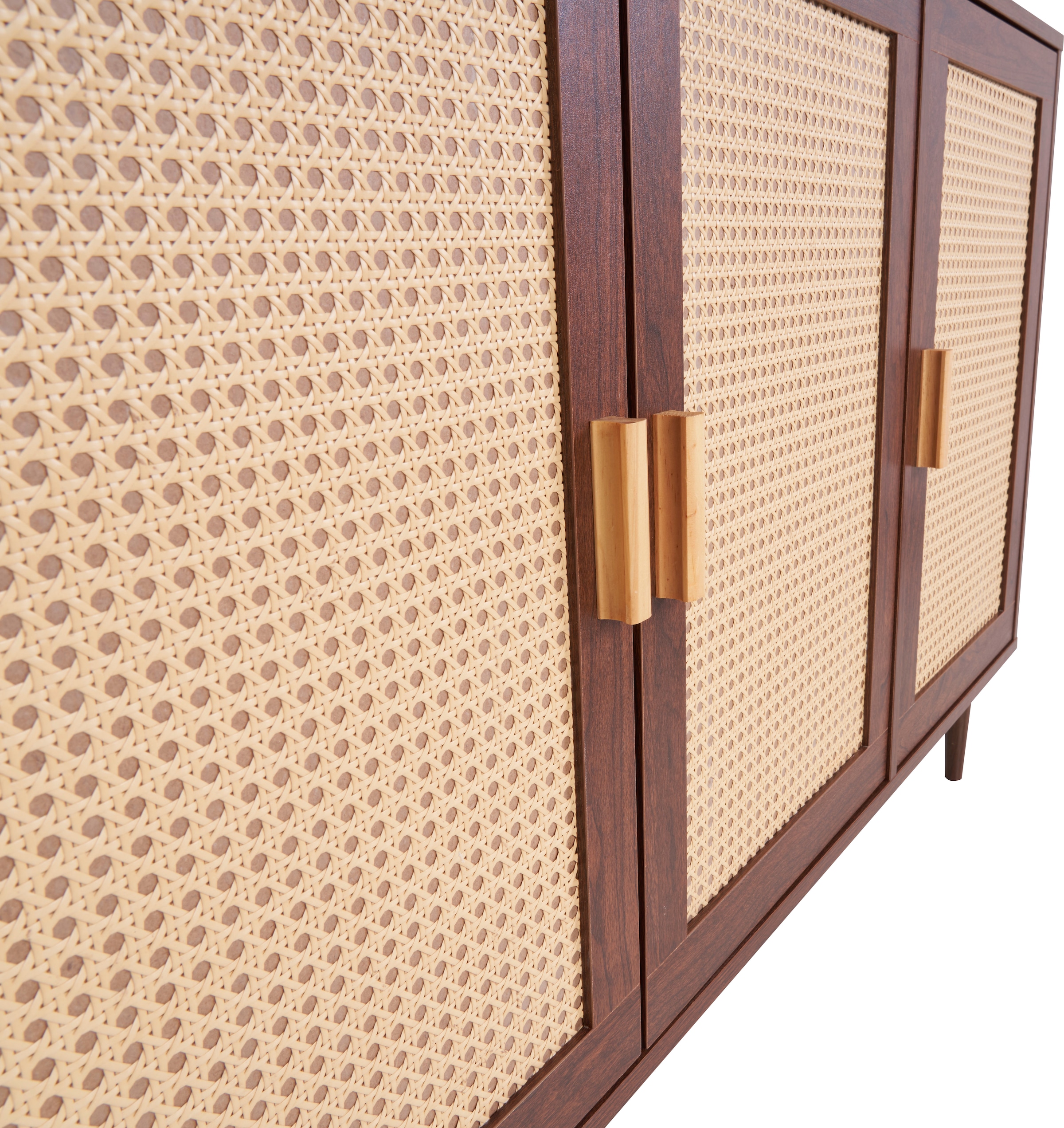 Homexperts Sideboard »Andy«, Kiefer Optik, Rattan, kiefer griff, 3 Türen & 2 Einlegeböden