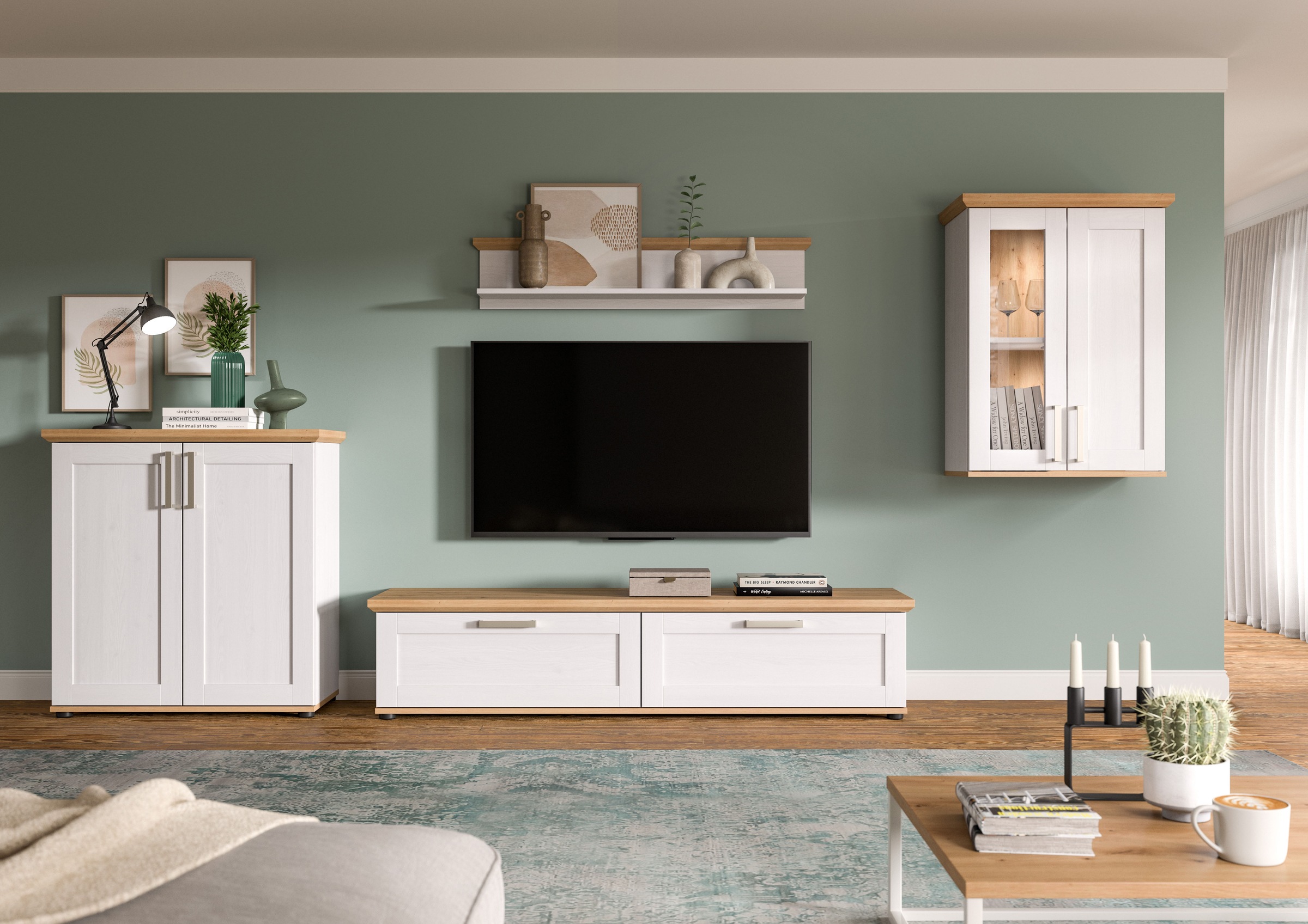 Home affaire Wohnwand »Cosenza«, (Set, 4 St.), Cosenza, Breite: 336 cm,Vitr günstig online kaufen