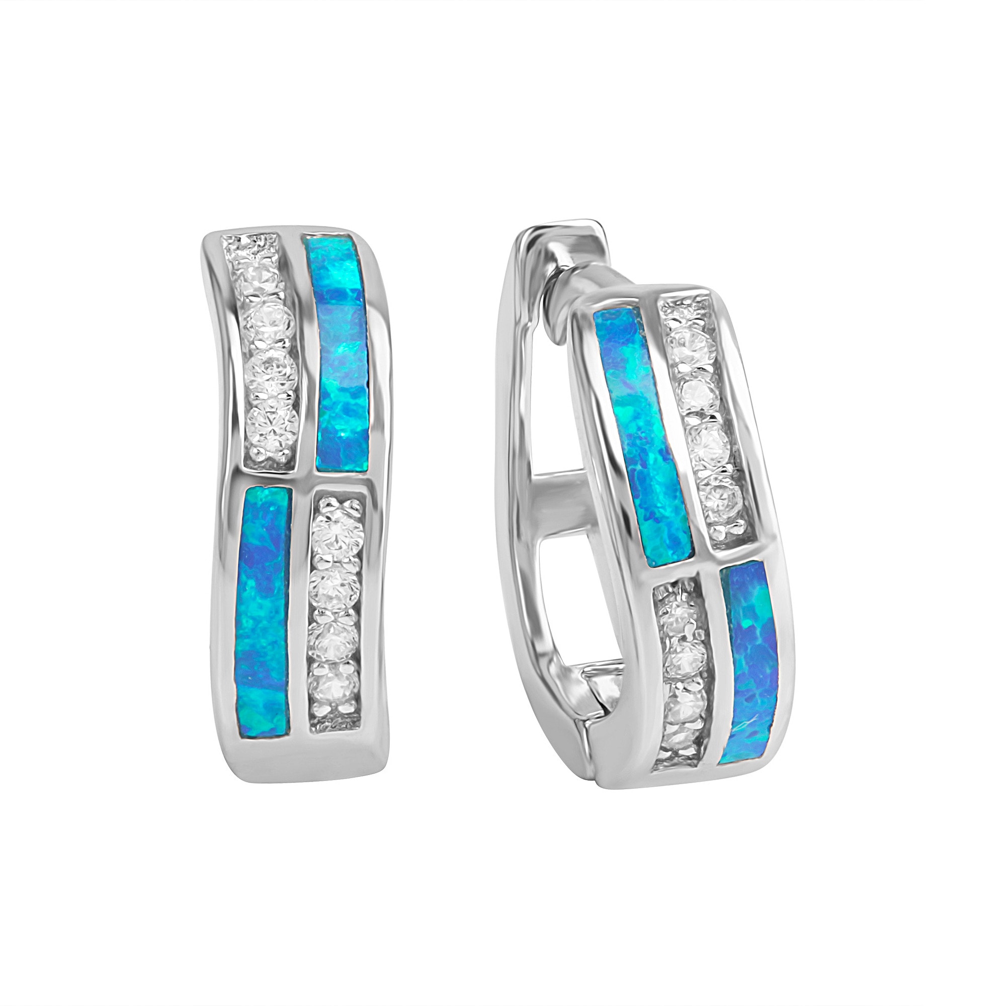 Vivance Paar Creolen »925/- Sterling und bestellen Silber rhodiniert synth.Opal blau online Zirkonia«