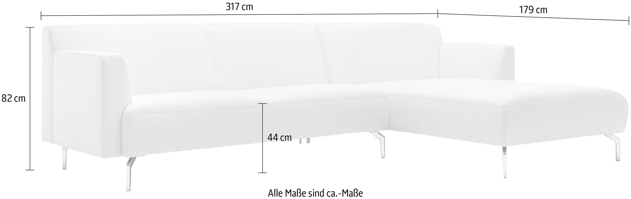 Creation BY ROLF BENZ Ecksofa »CR.446 Designsofa mit erstklassigem Sitzkomfort, Breite 317cm« in minimalistischer, schwereloser Optik, Breite 317 cm