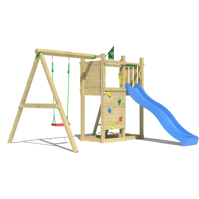 JUNGLE GYM Spielturm »Deck« Spielanlage mit Schaukel und Rutsche mit Wasseranschluss blau