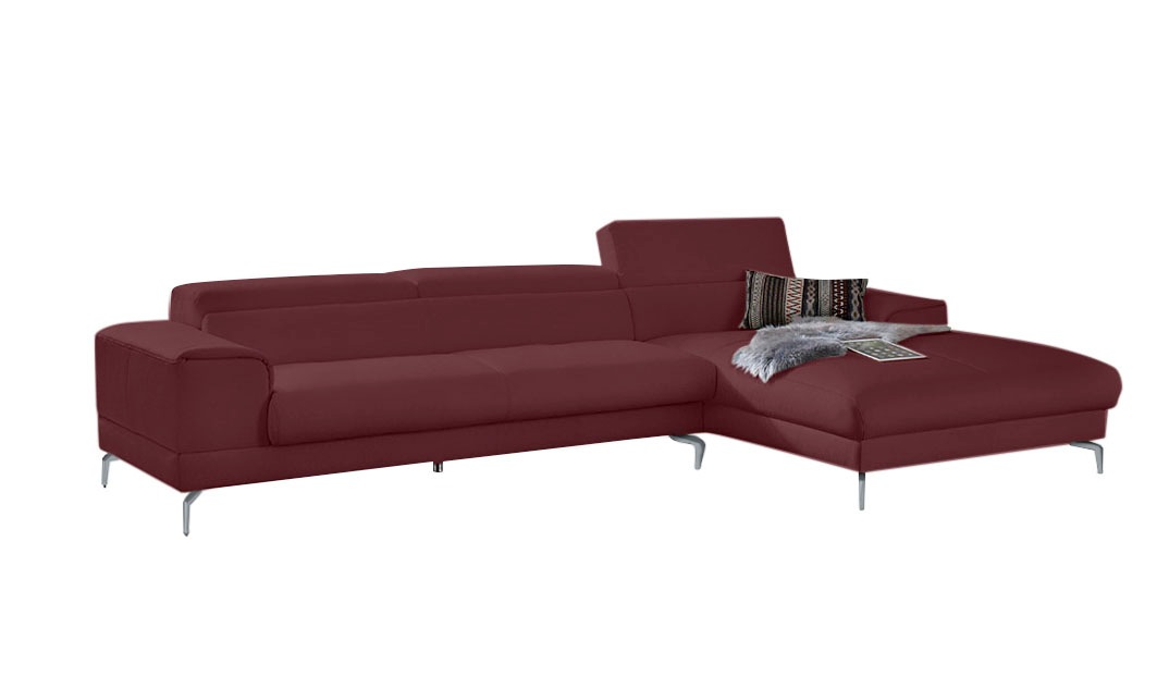 W.SCHILLIG Ecksofa »piedroo, Designsofa mit tollem Sitzkomfort, bequem und elegant, L-Form«, Kopfteilverstellung, wahlweise mit Sitztiefenverstellung, Breite 343cm