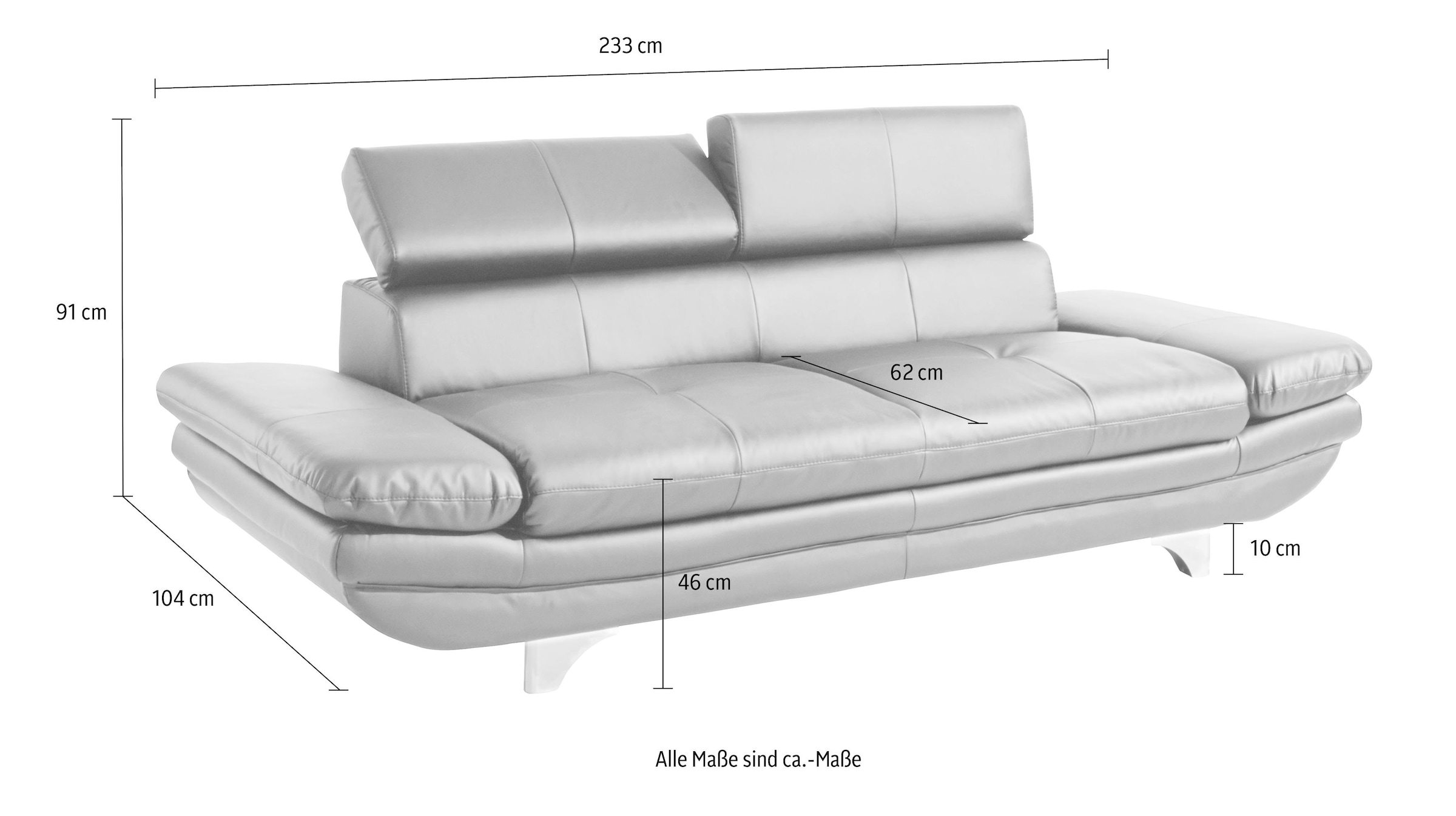COTTA 3-Sitzer »Enterprise«, Big-Sofa, mit Armteilverstellung & Kopfteilverstellung