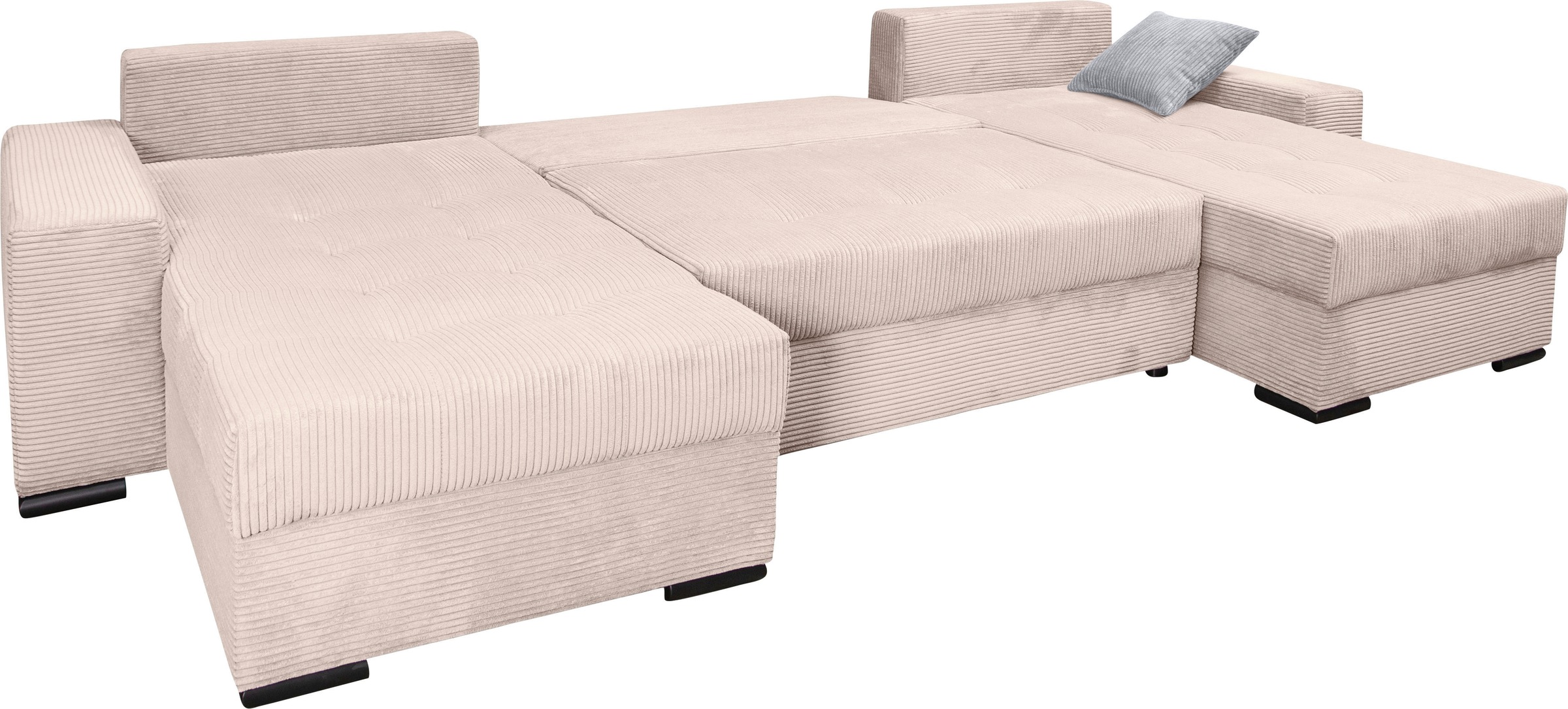 COLLECTION AB Wohnlandschaft »Josy XL U-Form, B: 313 cm in Cord, Cord-Mix« mit Bettfunktion, Bettkasten & 2 Zierkissen, Federkern