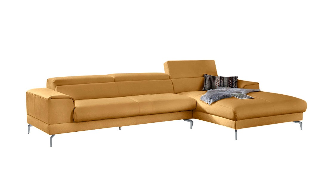 W.SCHILLIG Ecksofa »piedroo, Designsofa mit tollem Sitzkomfort, bequem und elegant, L-Form«, Kopfteilverstellung, wahlweise mit Sitztiefenverstellung, Breite 343cm