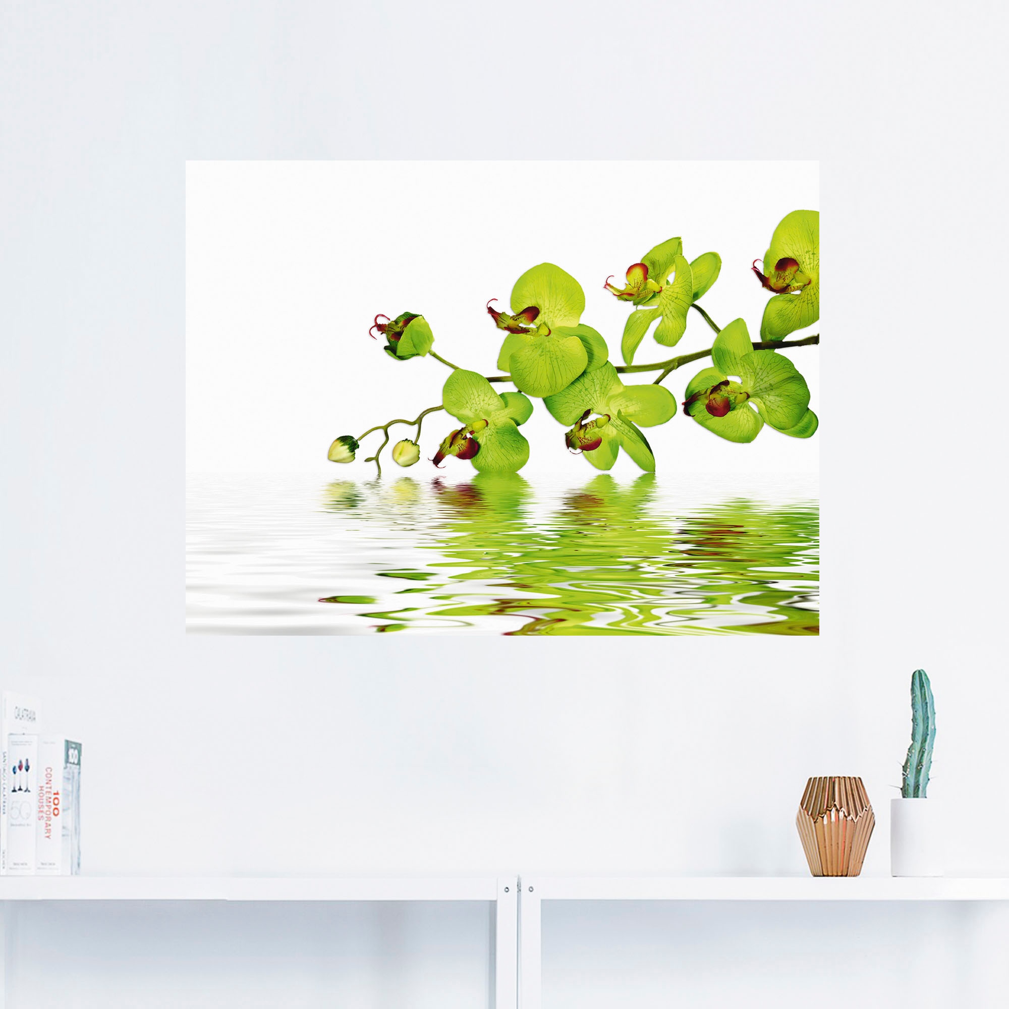 Artland Wandbild »Schöne Orchidee mit grünem Hintergrund«, Blumen, (1 St.), als Leinwandbild, Wandaufkleber in verschied. Größen