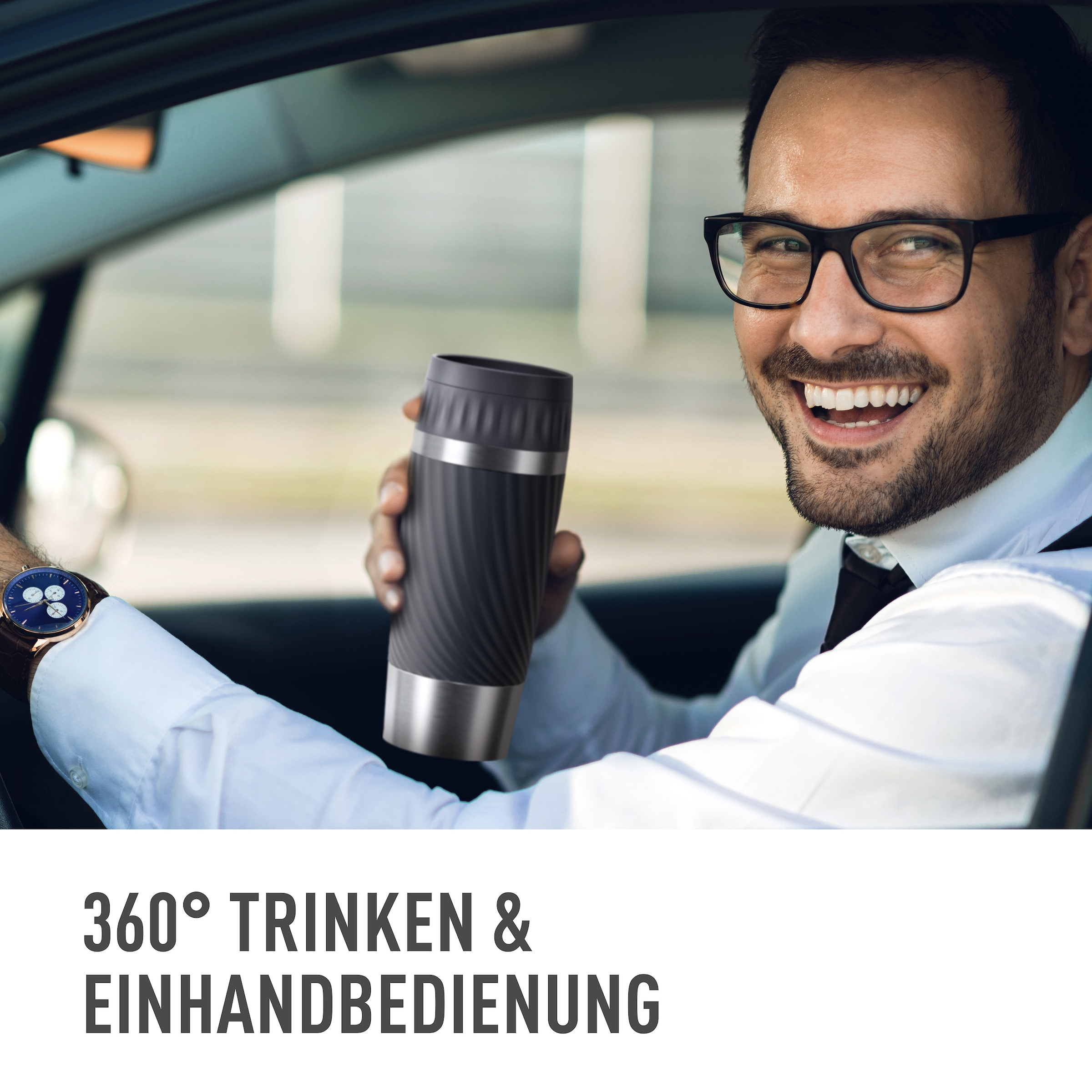 Emsa Thermobecher »Tavel Mug Easy Twist«, 0,36L, Edelstahl, 360°Trinköffnung, spülmaschinenfest,4h warm/ 8h kalt