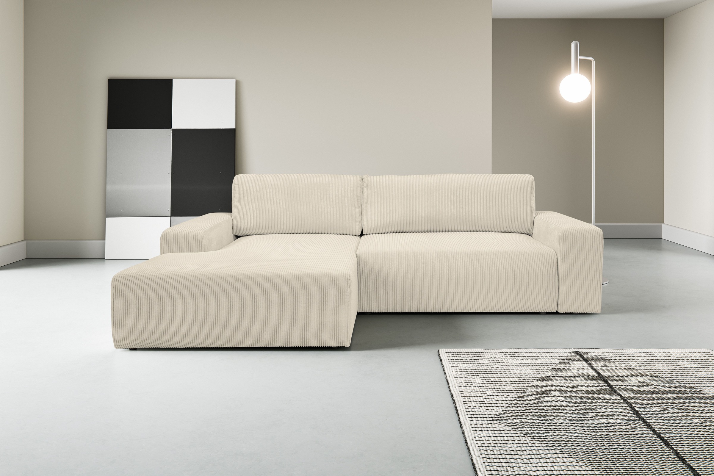 WERK2 Ecksofa »Rotterdam-L, kuschelweicher Cord oder Breitcord, L-Form, Bre günstig online kaufen