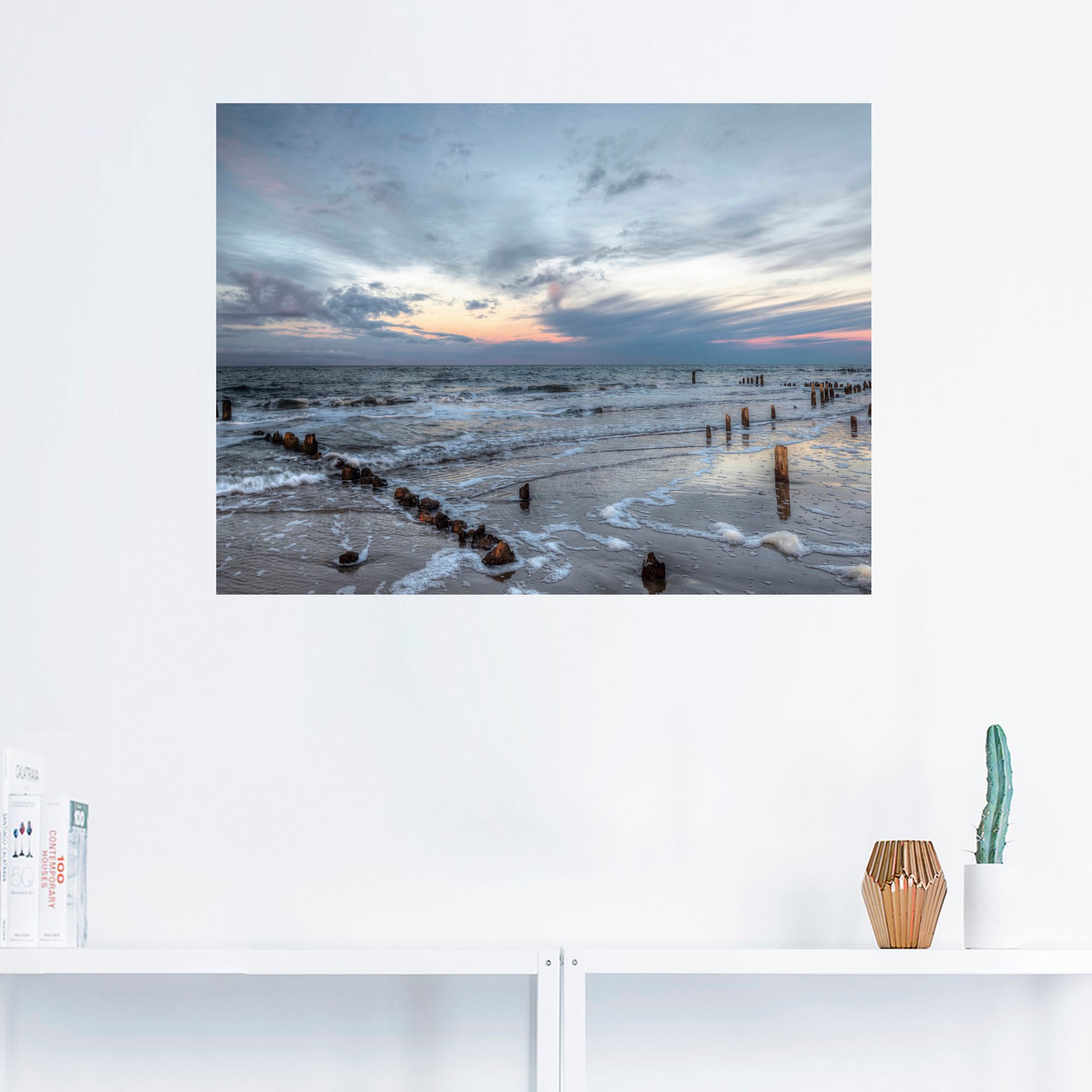 Artland Wandbild »Winter Sonnenuntergang am Meer«, Gewässer, (1 St.), als Leinwandbild, Poster, Wandaufkleber in verschied. Größen