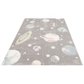 Lüttenhütt Kinderteppich »Planeten«, rechteckig, 13 mm Höhe, Hoch-Tief-Effekt, Motiv Weltraum, Weltall, ideale Teppiche fürs Kinderzimmer