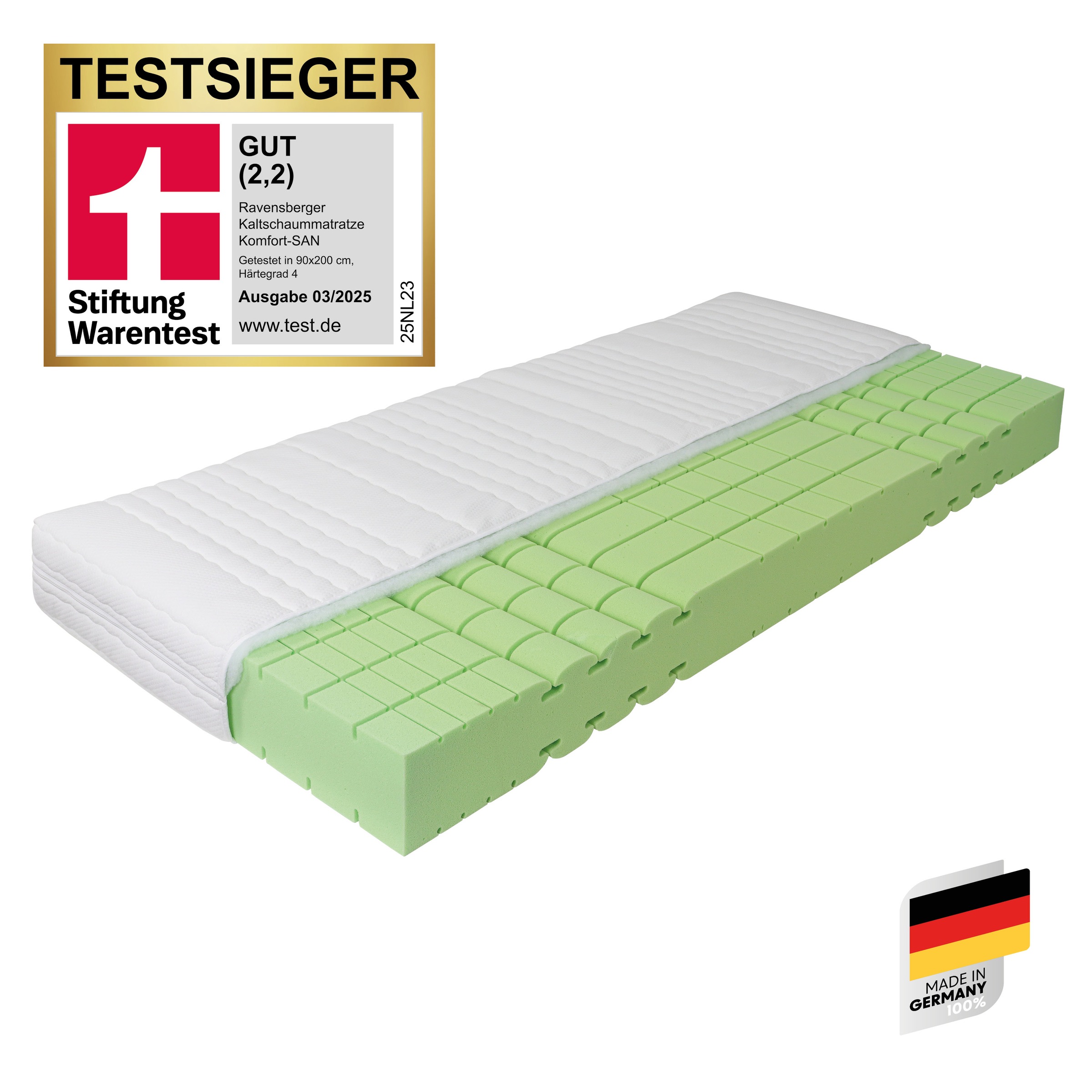 RAVENSBERGER Matratzen Kaltschaummatratze »KOMFORT-SAN Testsieger Stiftung günstig online kaufen