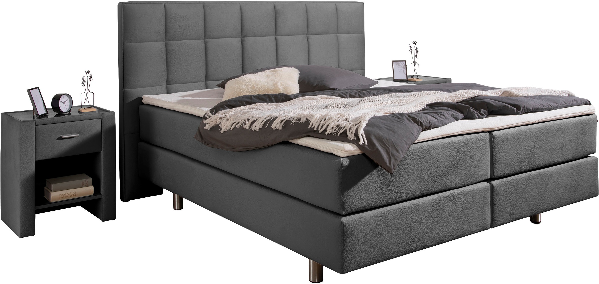 INOSIGN Boxspringbett »Loomis«, inkl. Topper, wahlweise in H2, H3 oder H4 e günstig online kaufen