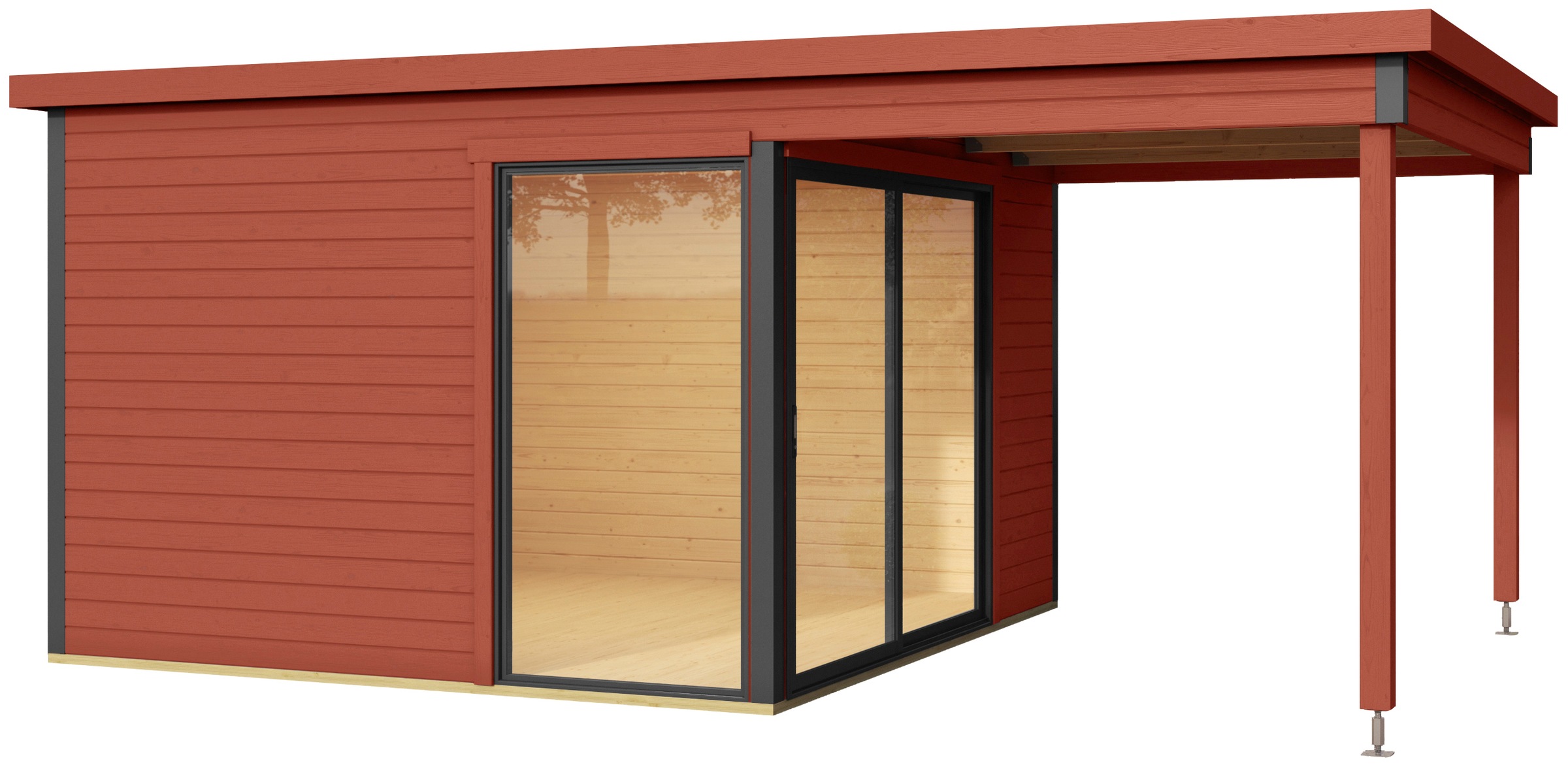 LASITA MAJA Gartenhaus »Domeo 2, Schwedenrot«, (Set), mit Dachverlängerung