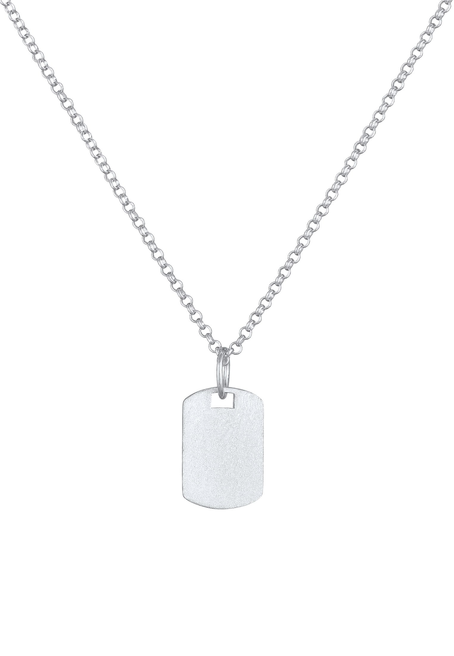 Kuzzoi Kette mit Anhänger »Herren Dog Tag Military Platte Brushed 925 Silber«