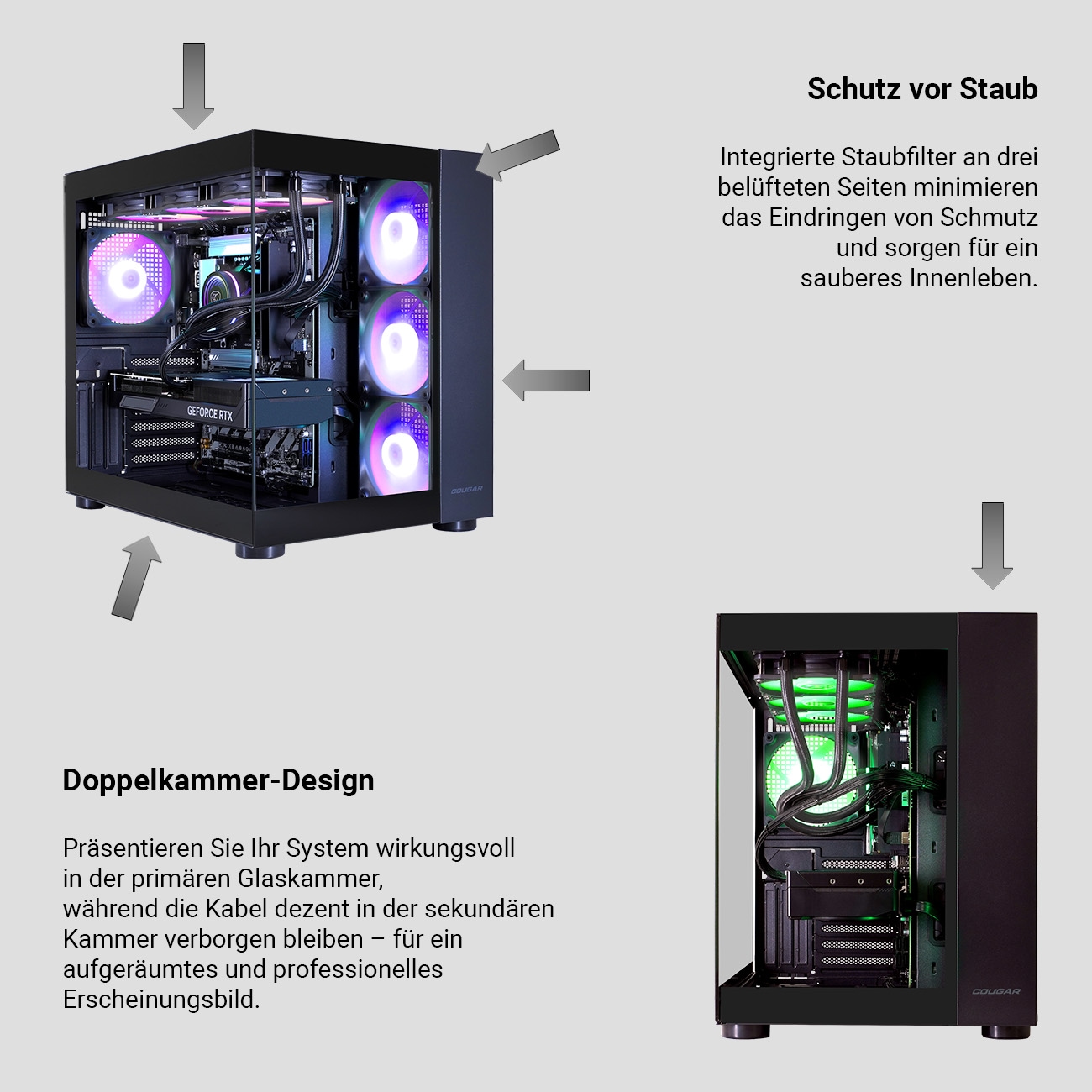Cougar Gaming-PC »FV150 BK 7485«, Windows 11, DDR5 RAM