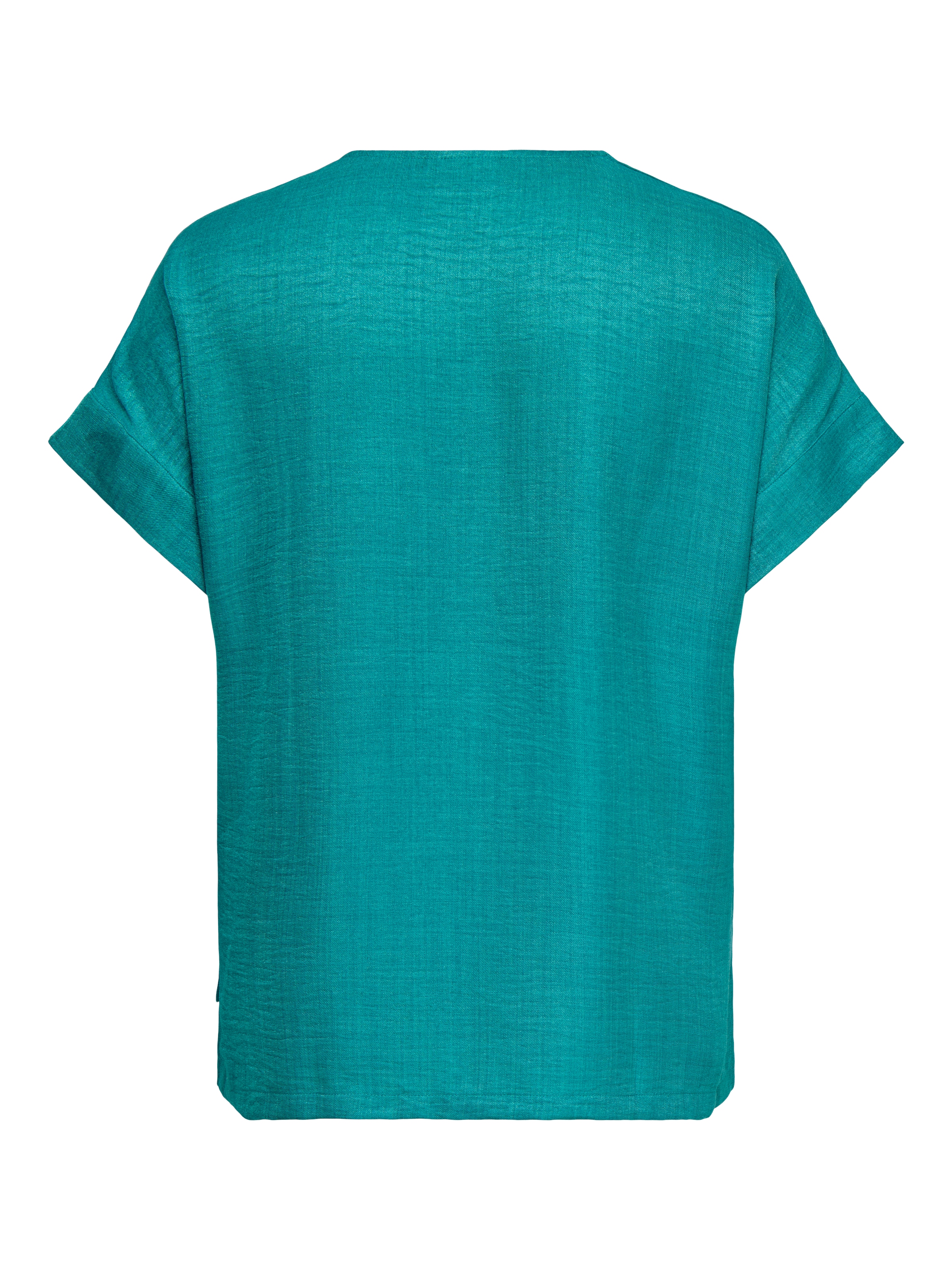 ONLY CARMAKOMA Kurzarmbluse »CARBAY S/S V-NECK TOP WVN« Kunstfaser, regular fit