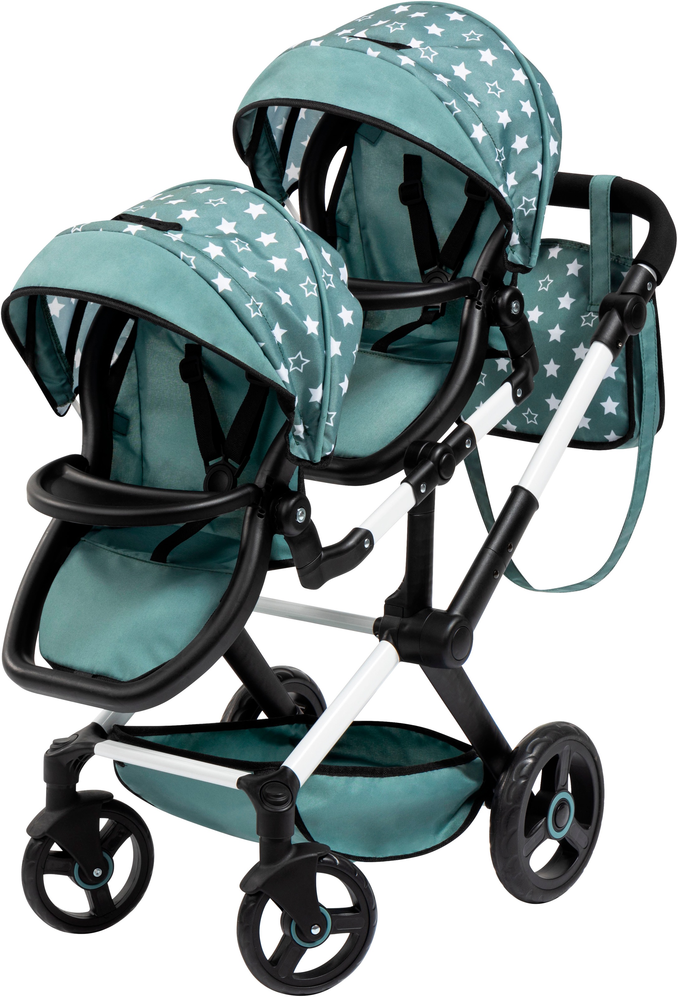 Bayer Puppen-Zwillingsbuggy »Xeo Twin grün«, mit Wickeltasche