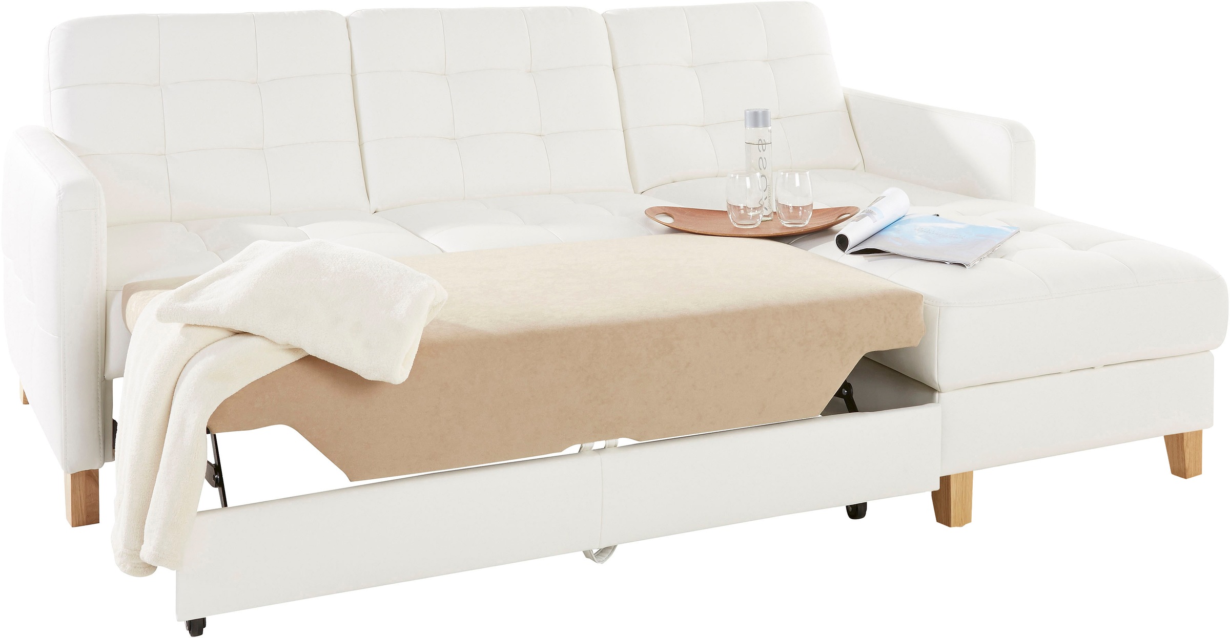 exxpo - sofa fashion Ecksofa »Elio, kompakt und komfortabel, bequem und zeitloses Design, L-Form«, wahlweise mit Bettfunktion