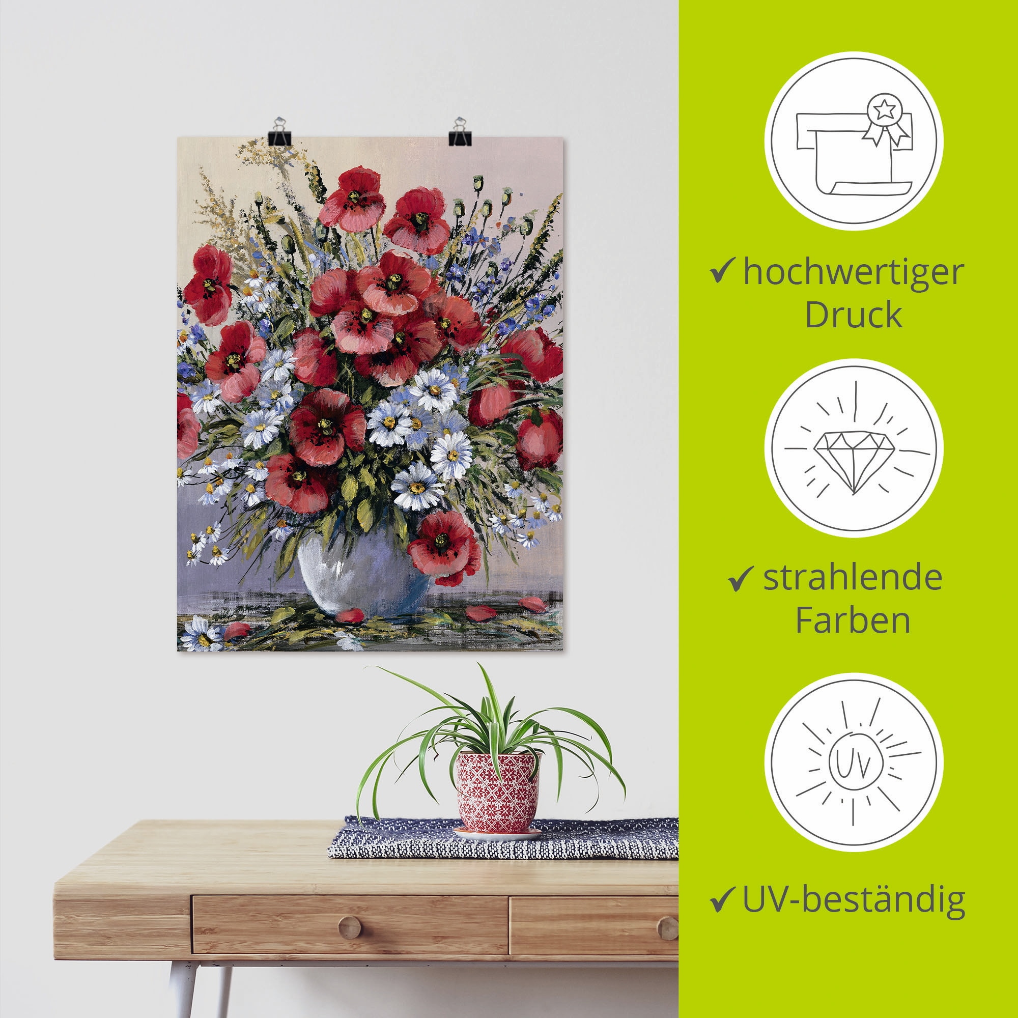 Artland Wandbild »Rote Mohnblumen« Blumen 1 Stk. tlg. als Leinwandbild, Poster, Wandaufkleber in verschied. Größen