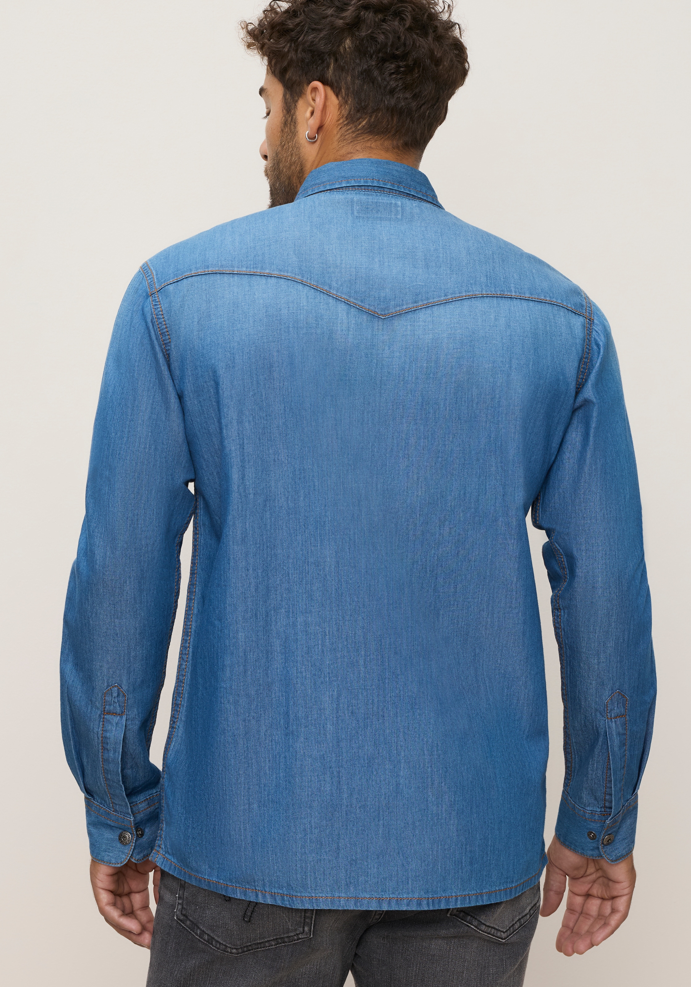Arizona Jeanshemd schmale Passform, Langarm mit Ärmelschlitz und Manschette