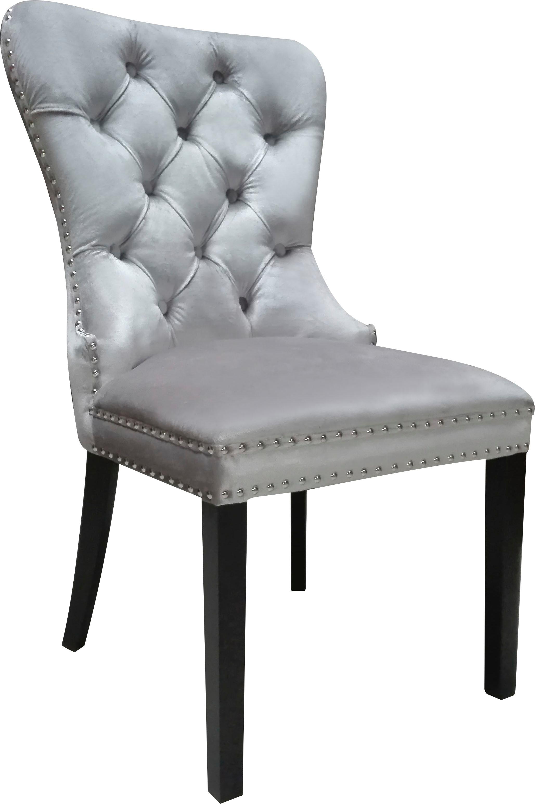 Leonique Stuhl »Cassy« (Set) 1 Stk.Polsterstuhl, silbergrauer Velour, Ziern günstig online kaufen